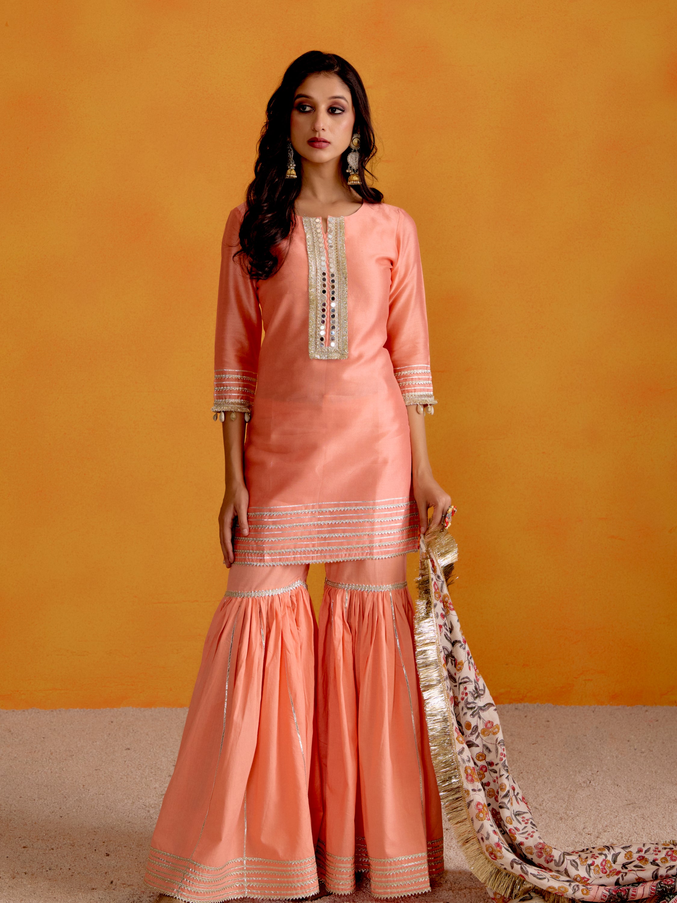 Blossom Peach Sharara Set