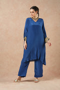 Fern Sapphire Blue Solid Kaftan Kurta Set
