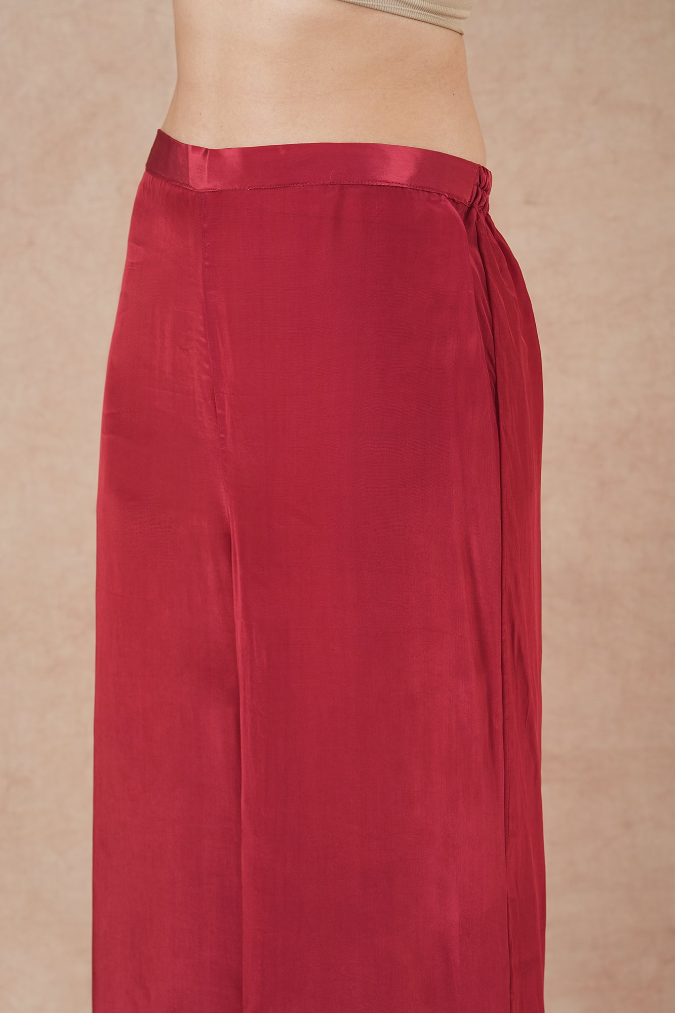 Wisp Ruby Red Solid Asymetric Kurta Set