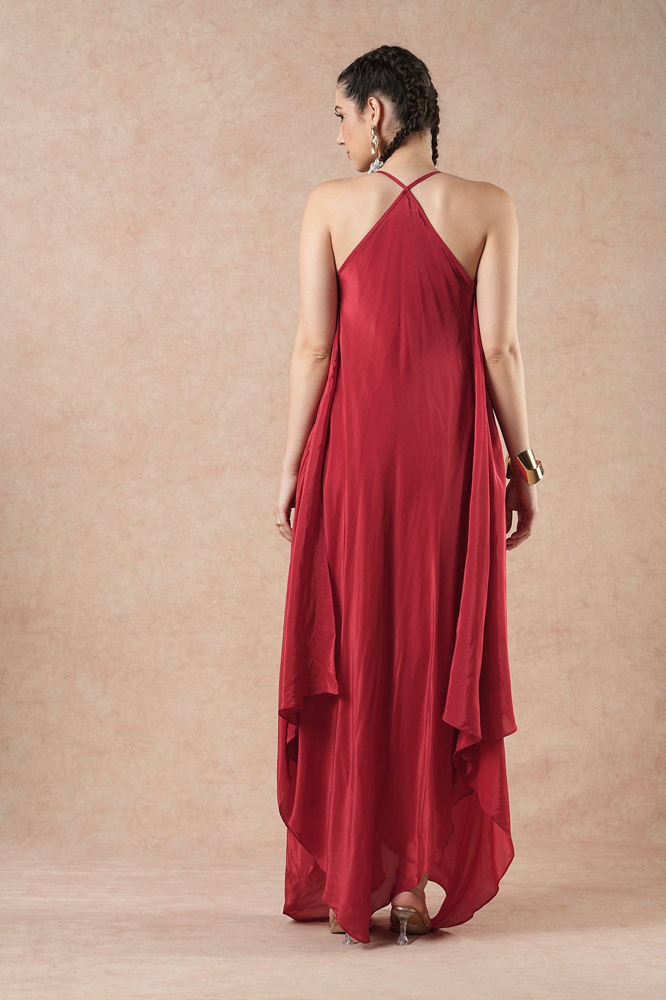 Birch Ruby Red Solid Handkerchief Dress