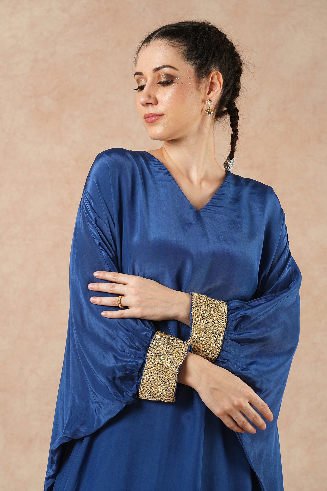 Fern Sapphire Blue Solid Kaftan Kurta Set