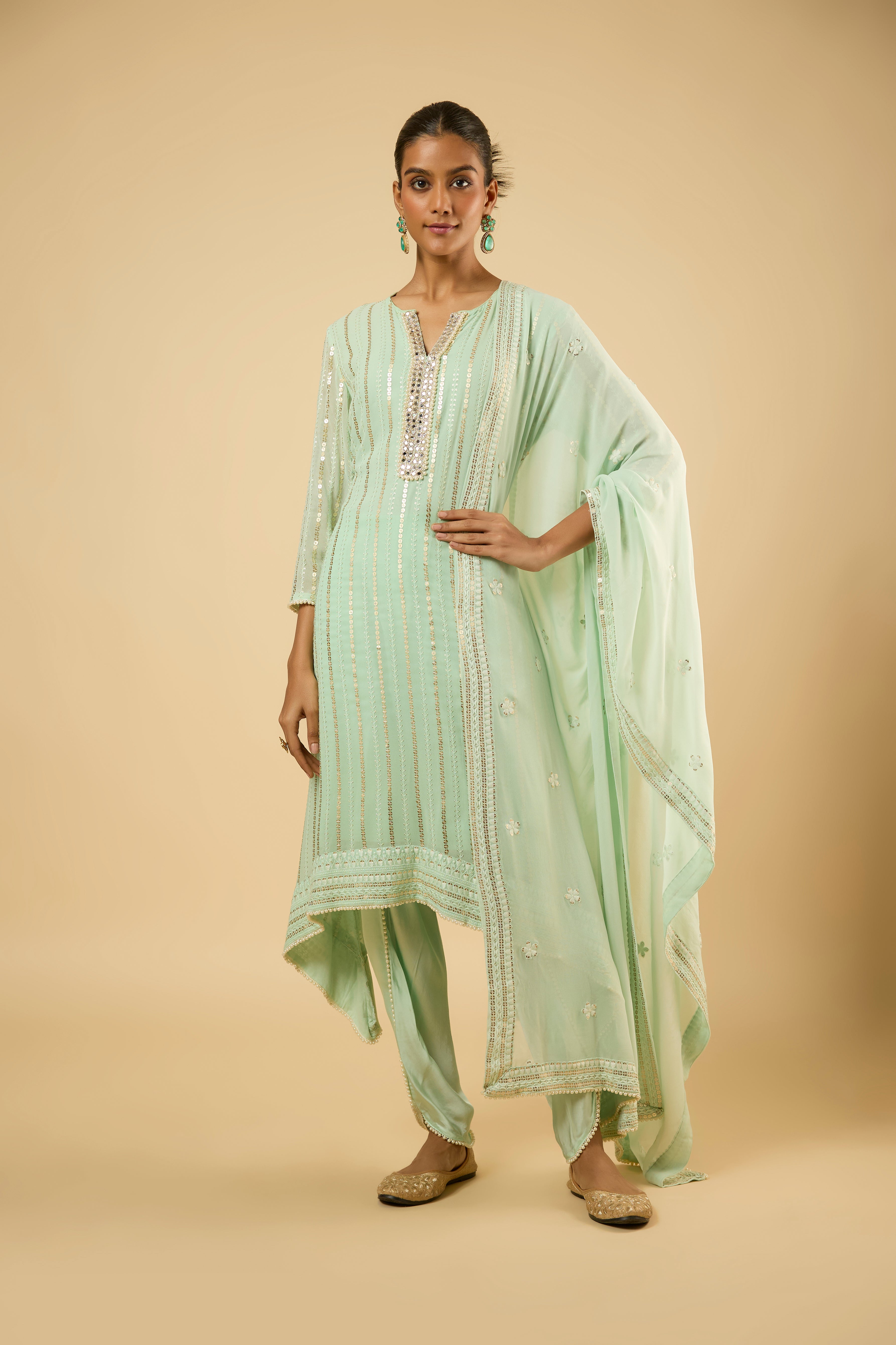 Daisy Mint Peplum Dhoti Set