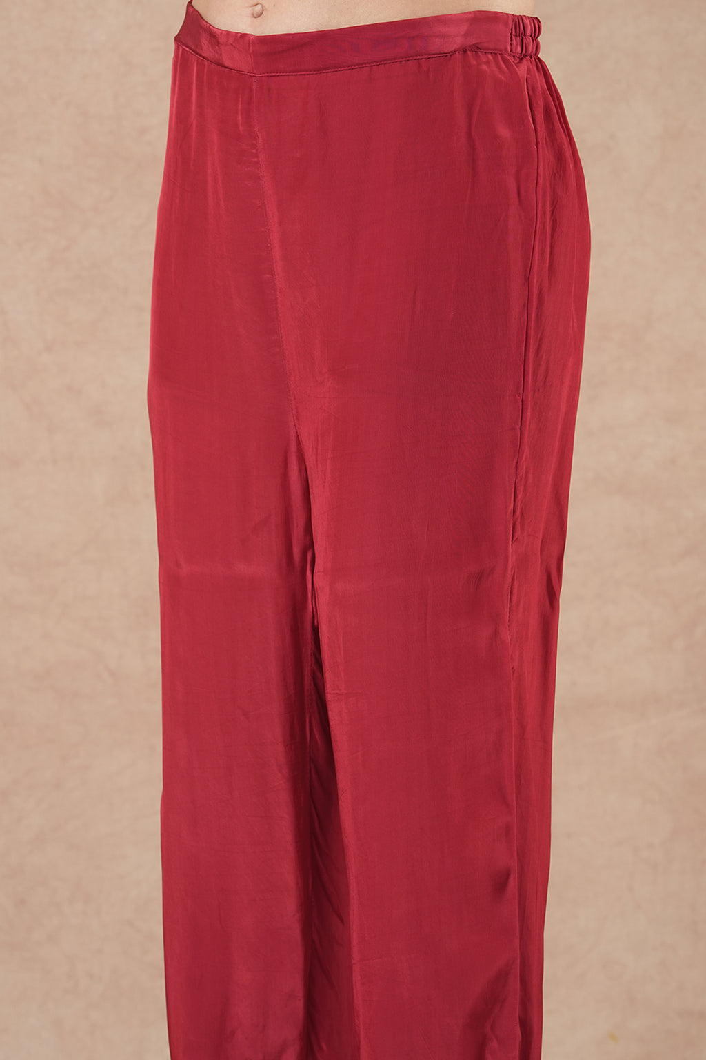 Willow Ruby Red Solid Flowy Kaftan Kurta Set