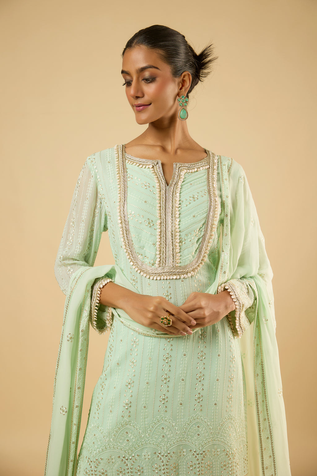 Rosé Mint Dhoti Set