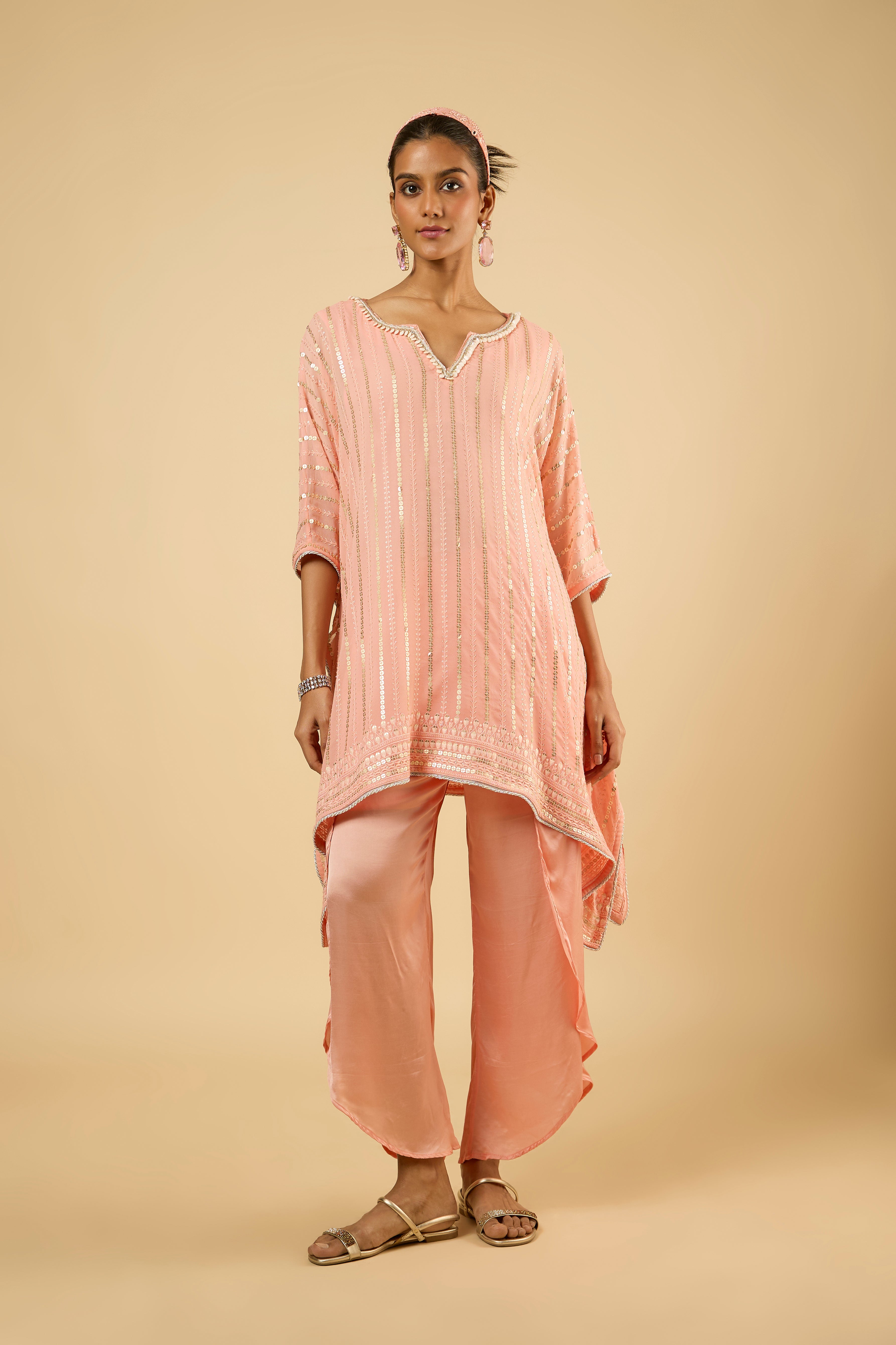 Dahlia Peach Peplum Dhoti Set
