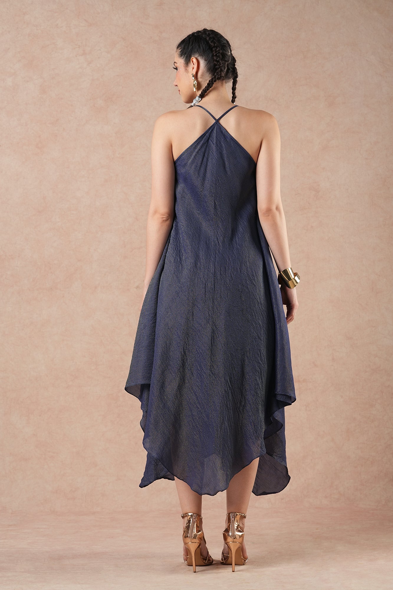 Birch Midnight Blue Stripes Handkerchief Dress