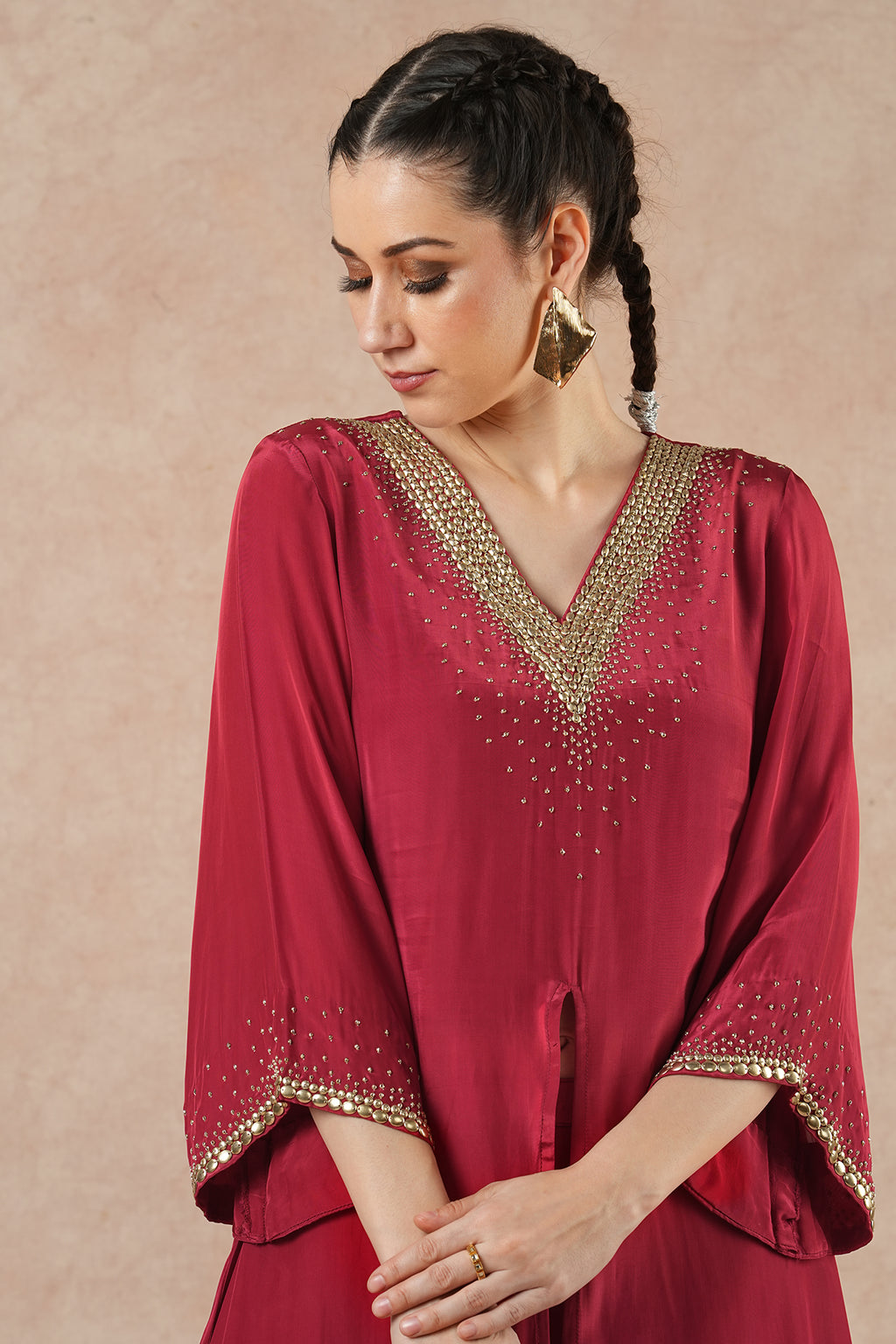 Ivy Ruby Red Solid Incut Kurta Set