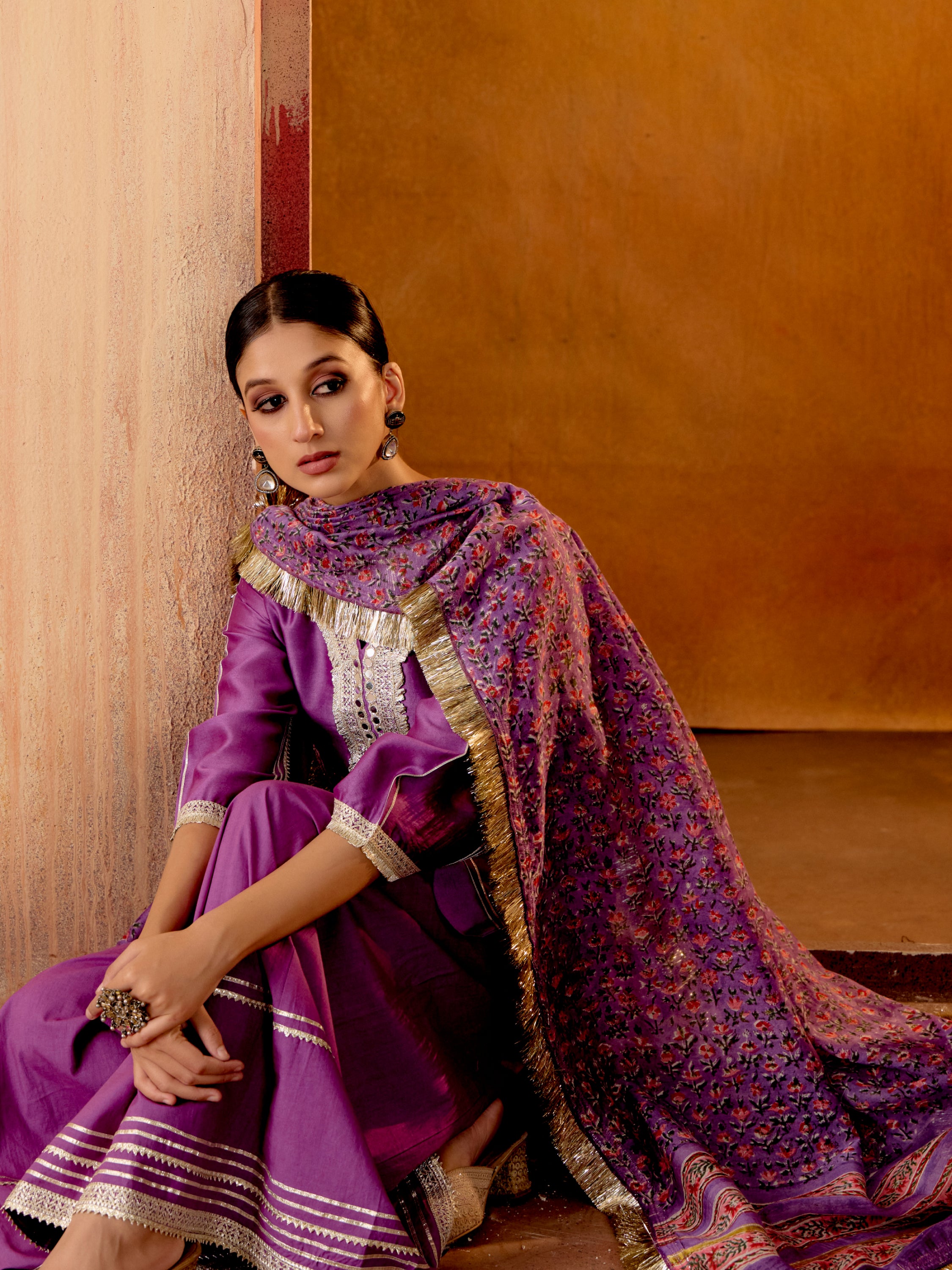 Viola Purple Sharara Set