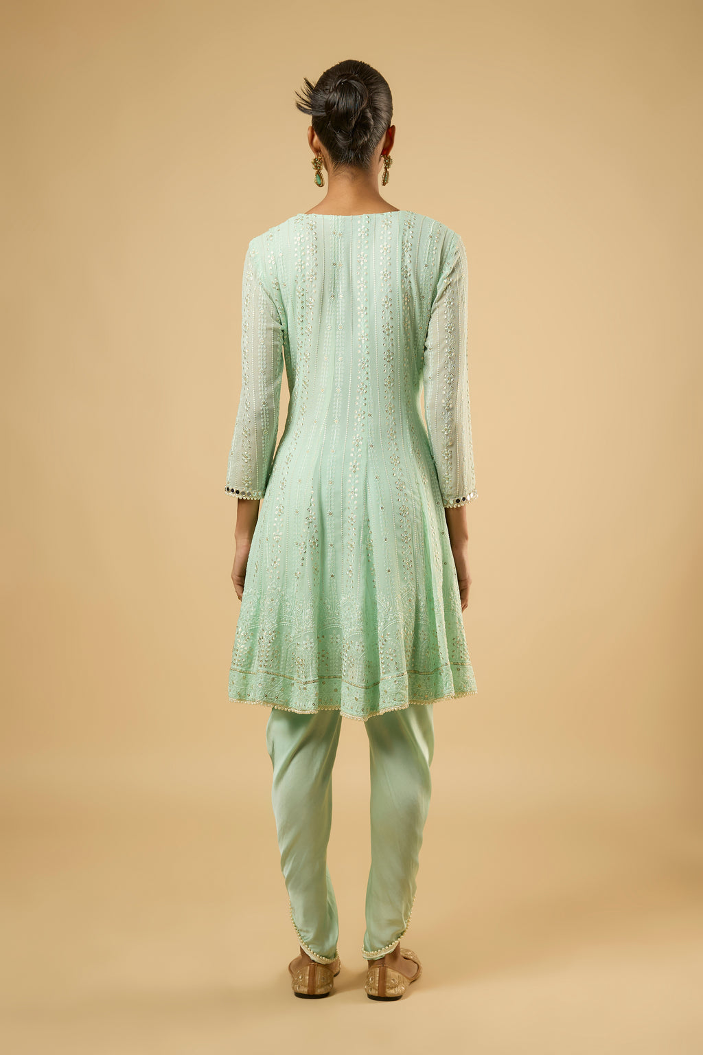 Blossom Mint Mirror Peplum Anarkali Set