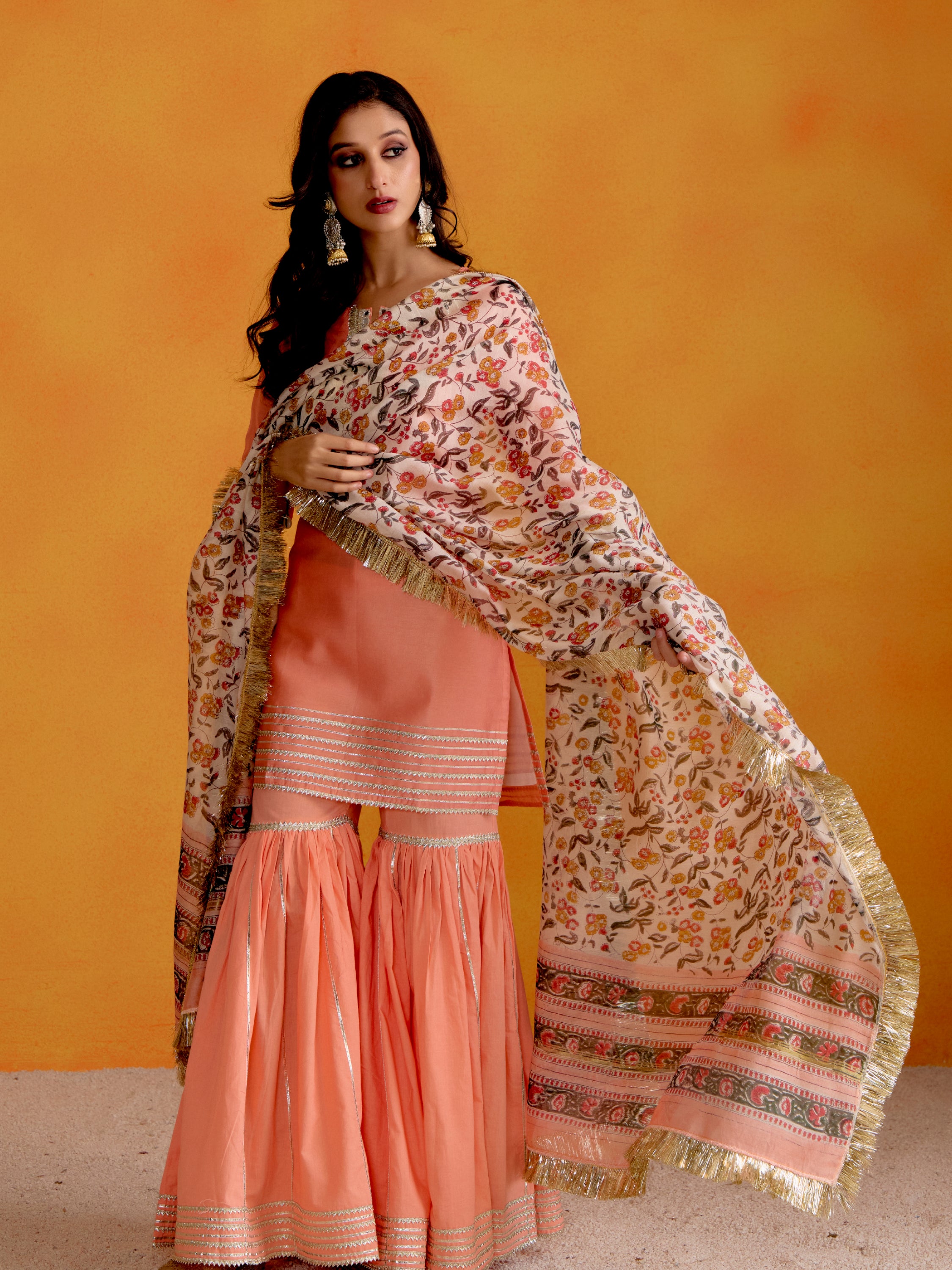 Blossom Peach Sharara Set