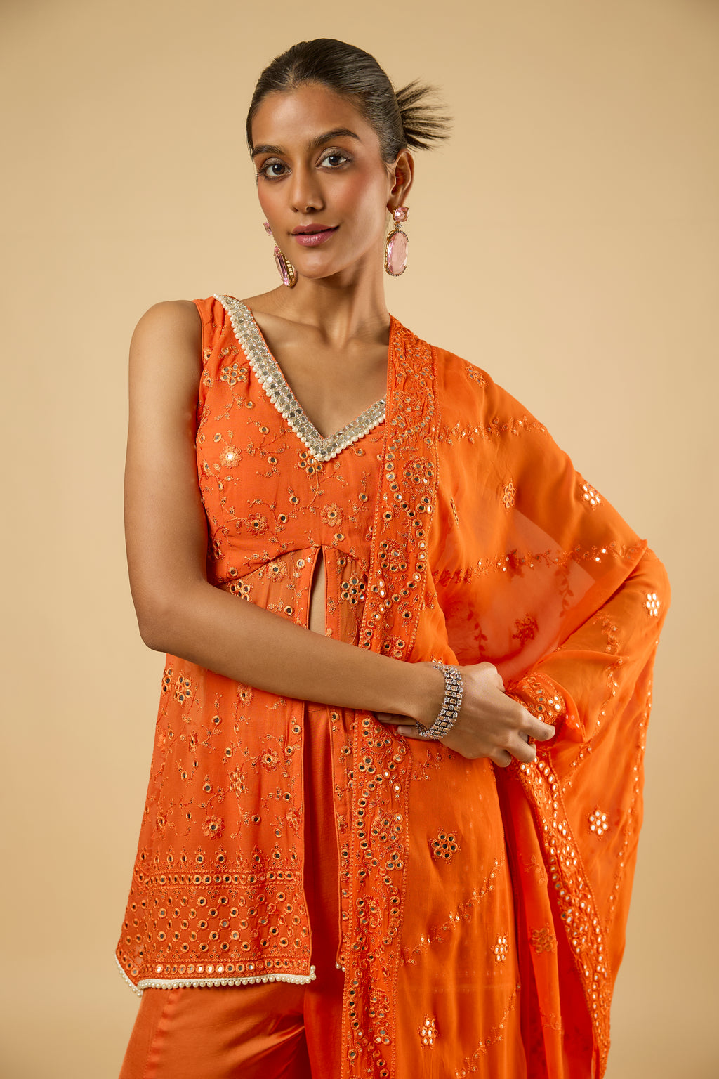 Buttercup Tangerine Mirror Sharara Set