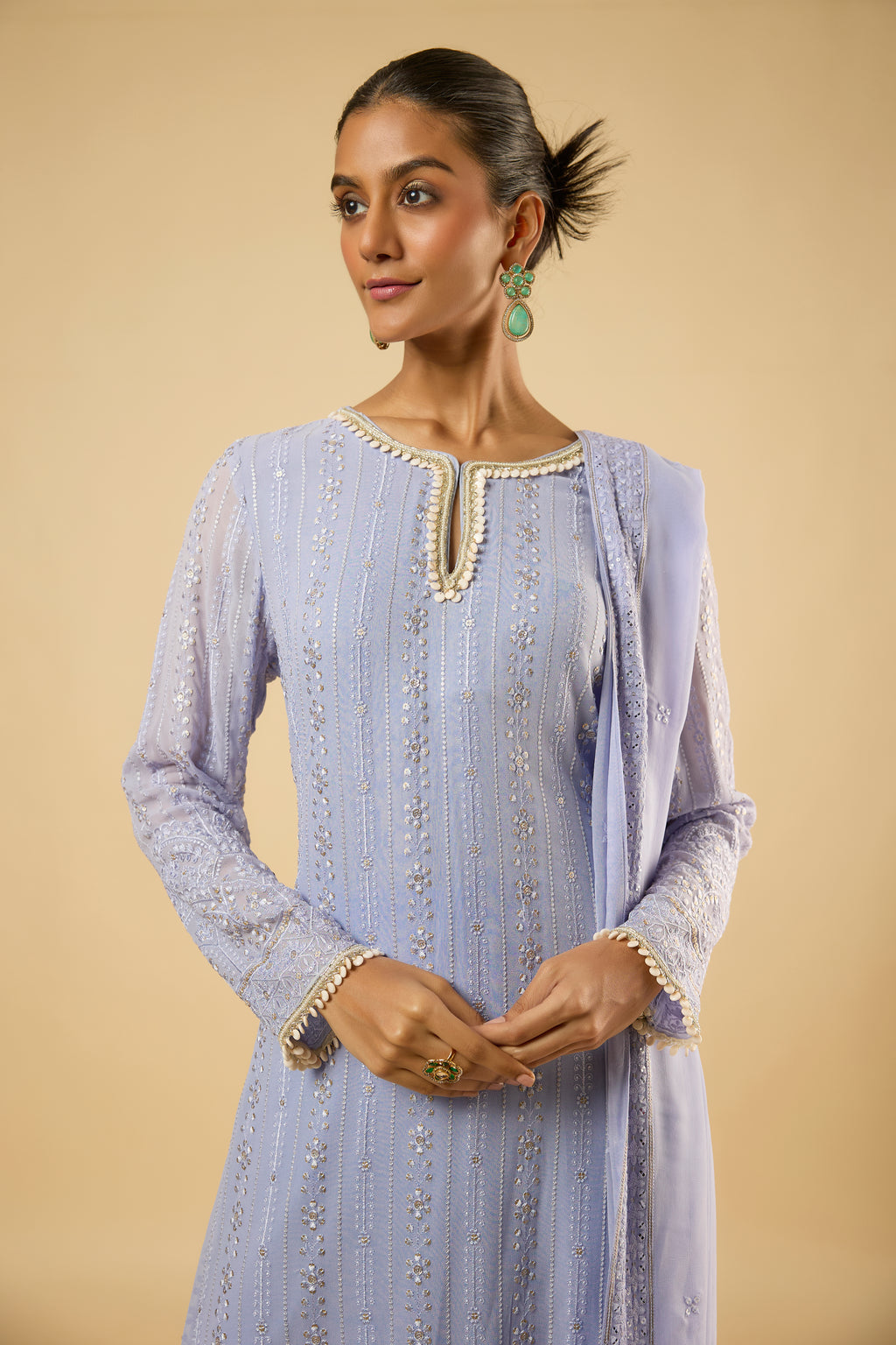 Amber Lavender Drape Kurta Set