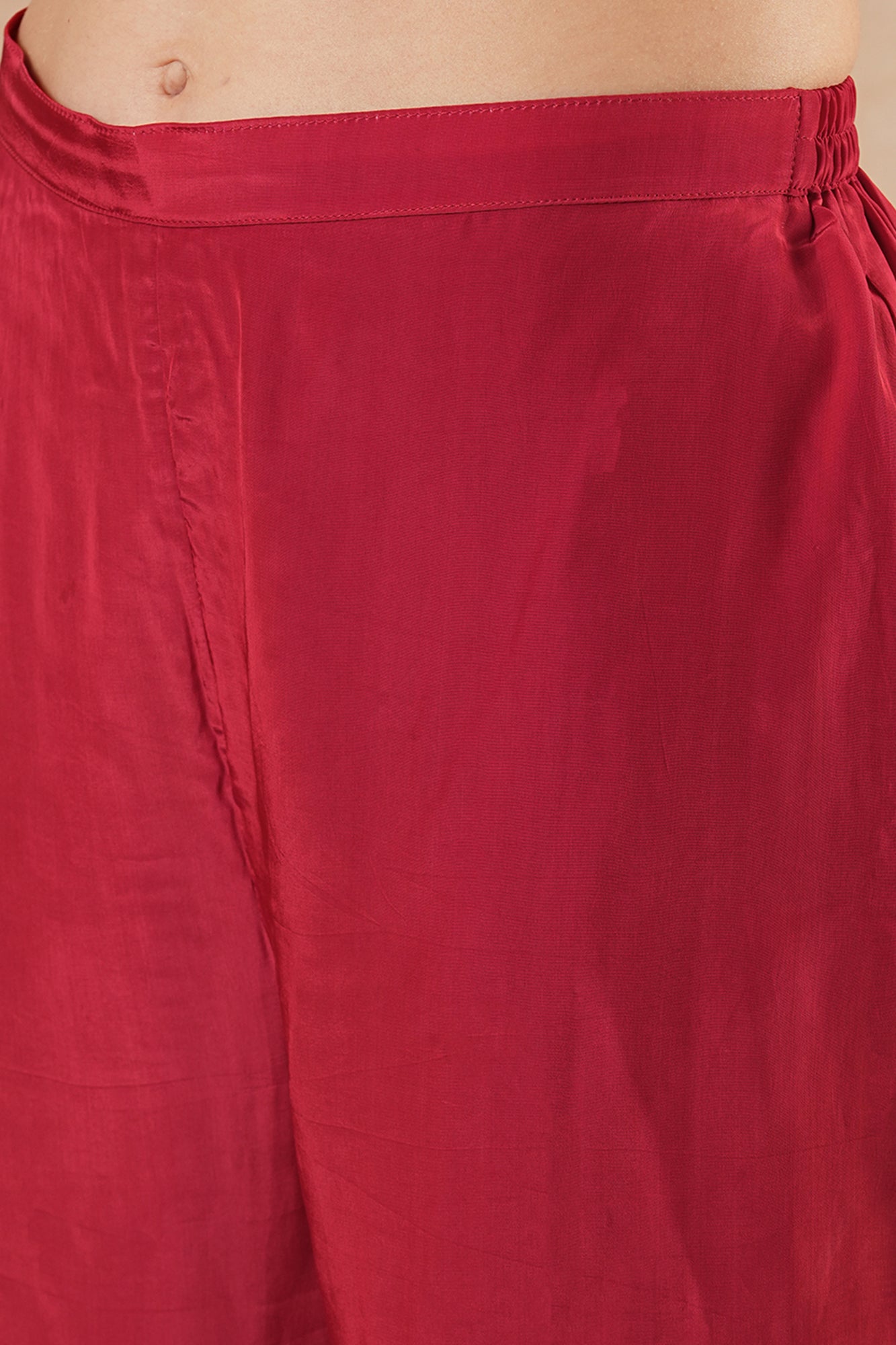 Crescent Ruby Red Solid Incut Kurta Set