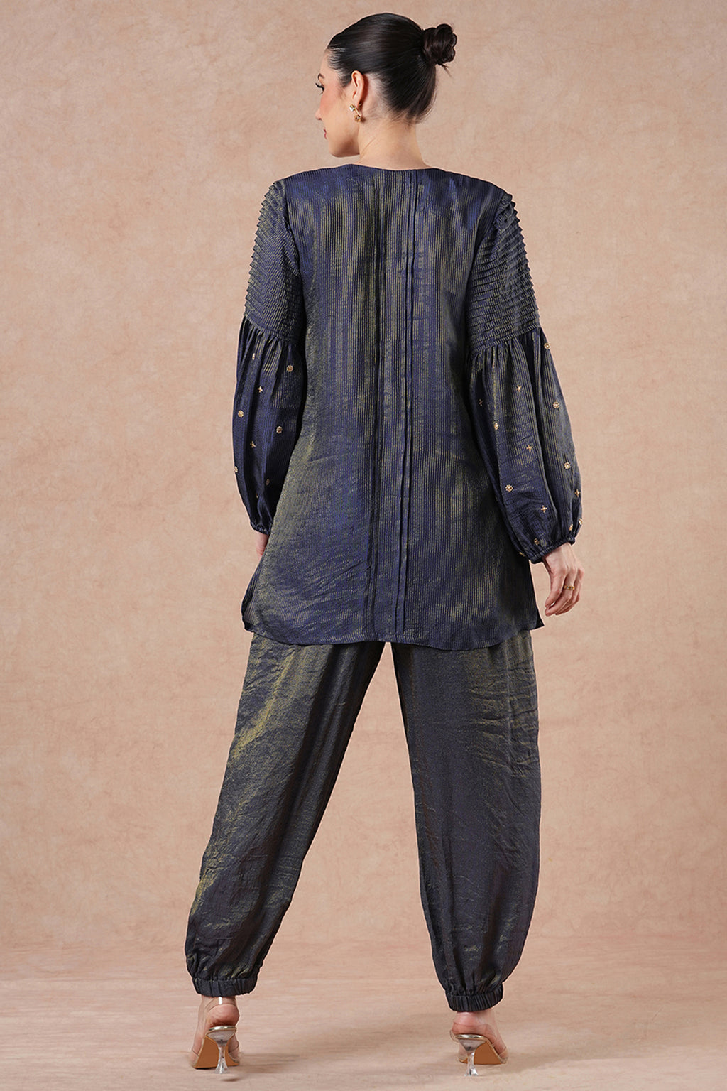 Pine Midnight Blue Stripes Short Kurta Set