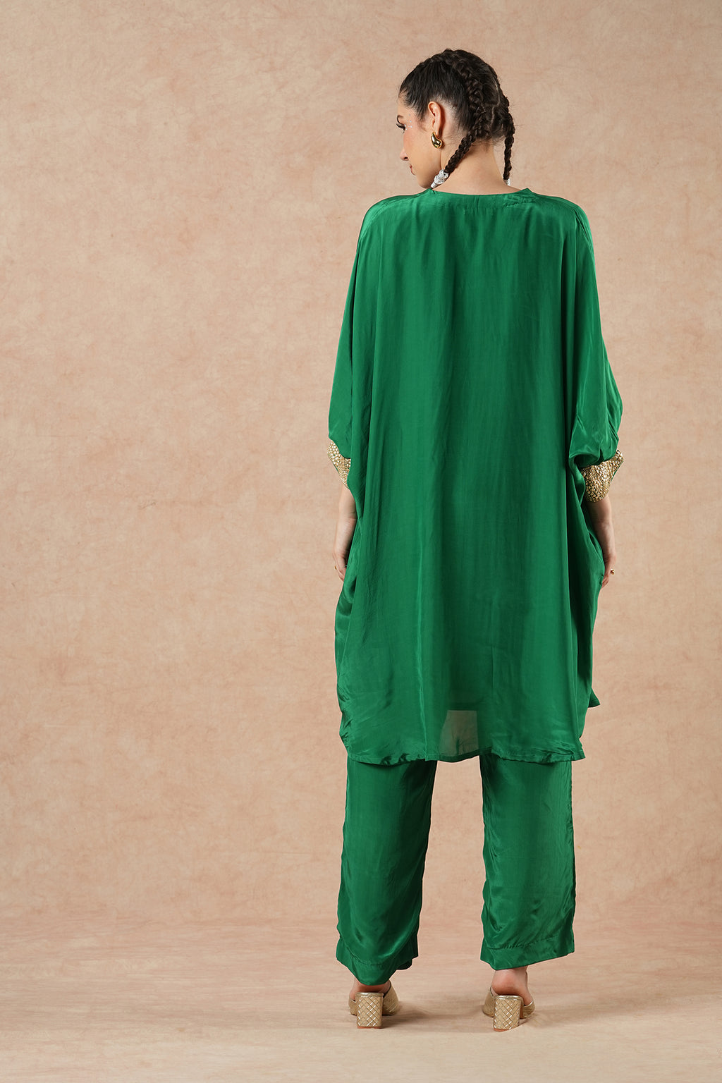 Fern Emerald Green Solid Kaftan Kurta Set