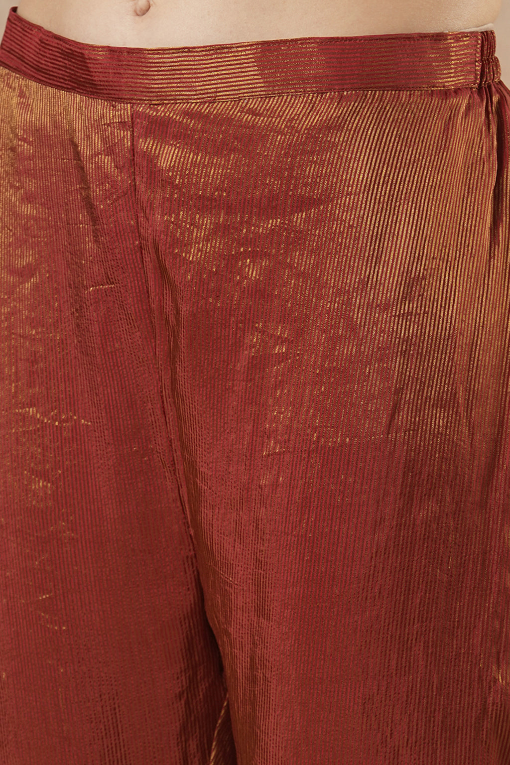 Fern Ruby Red Stripes Kaftan Kurta Set