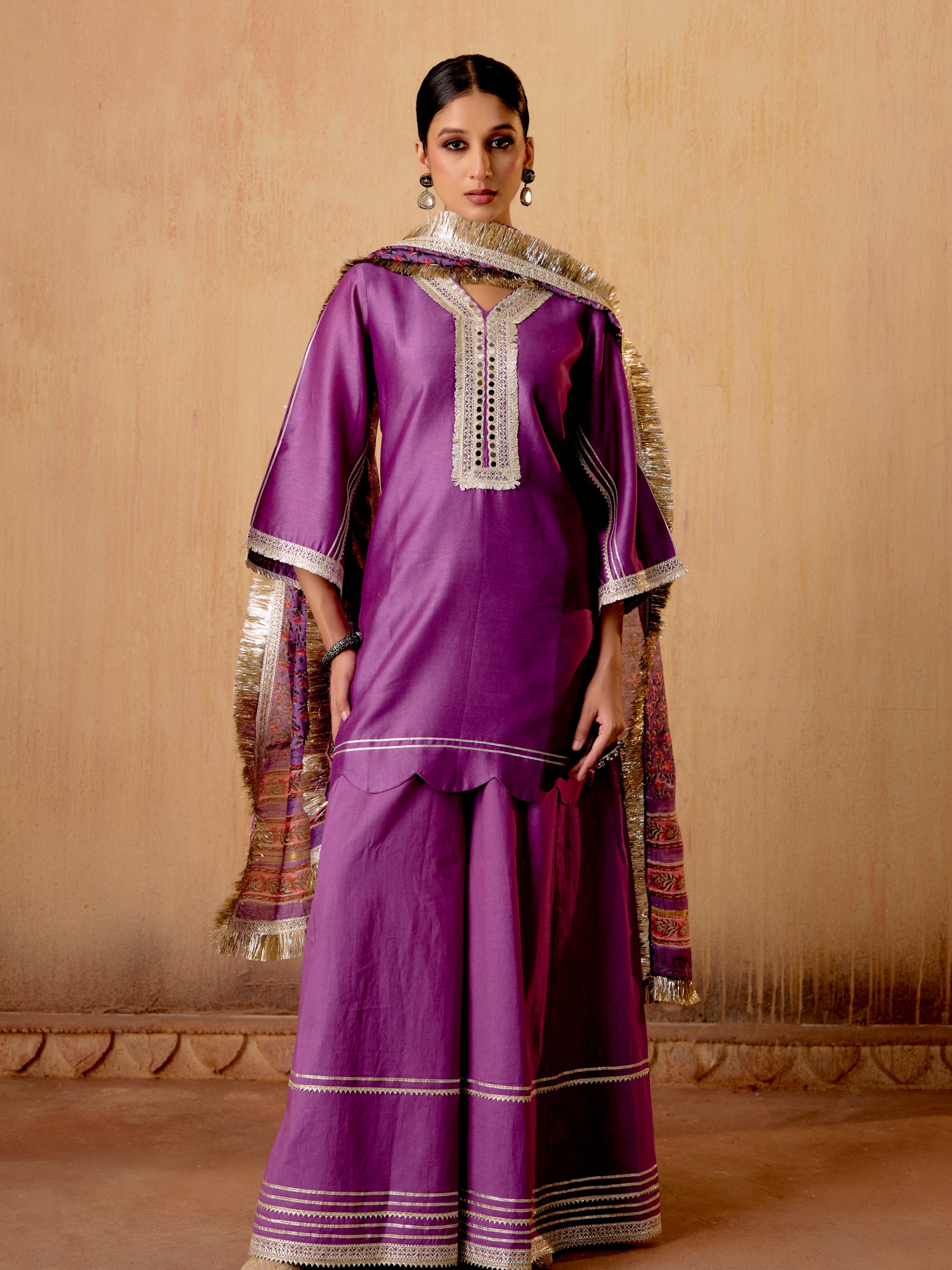 Viola Purple Sharara Set