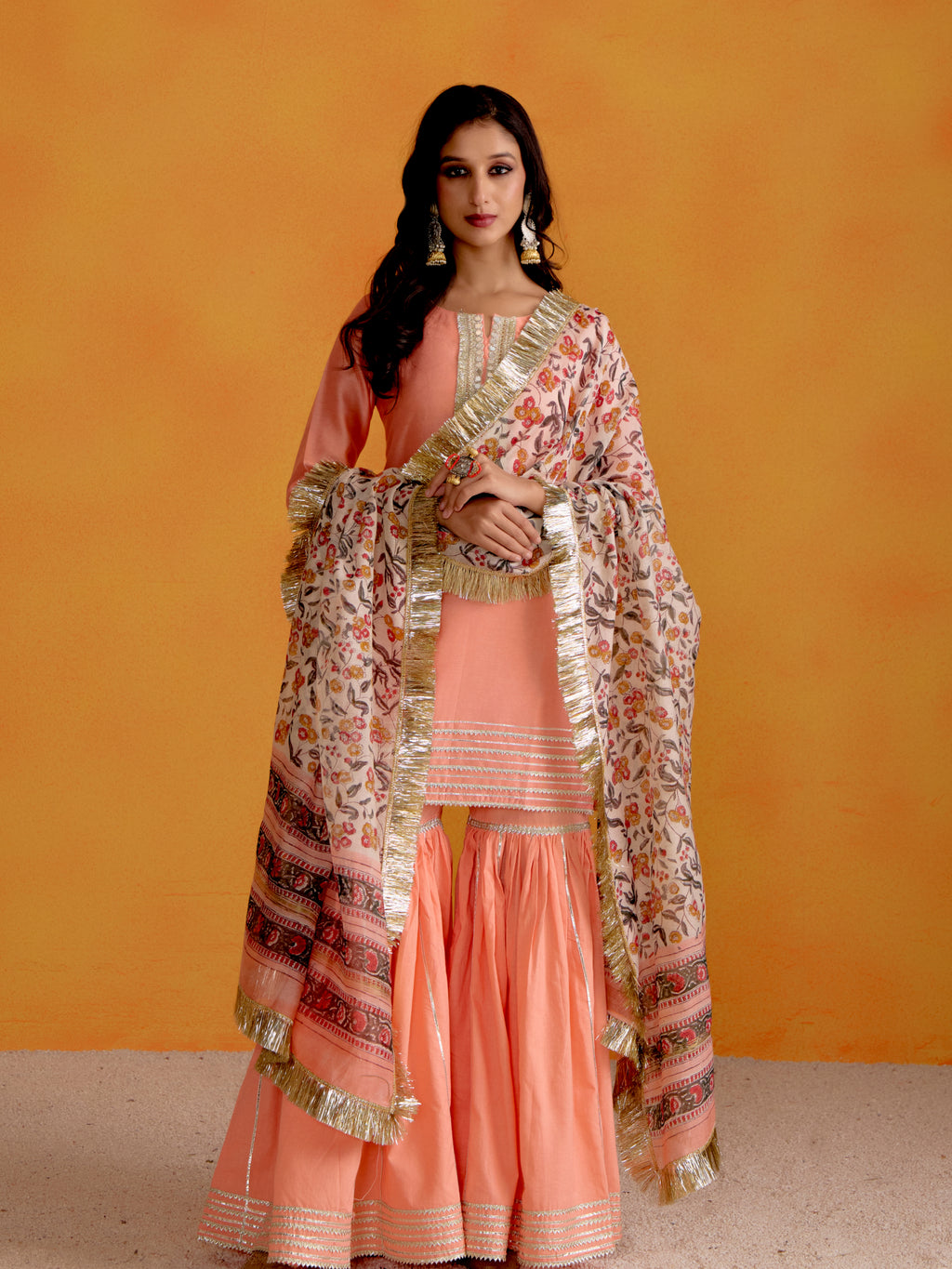 Blossom Peach Sharara Set