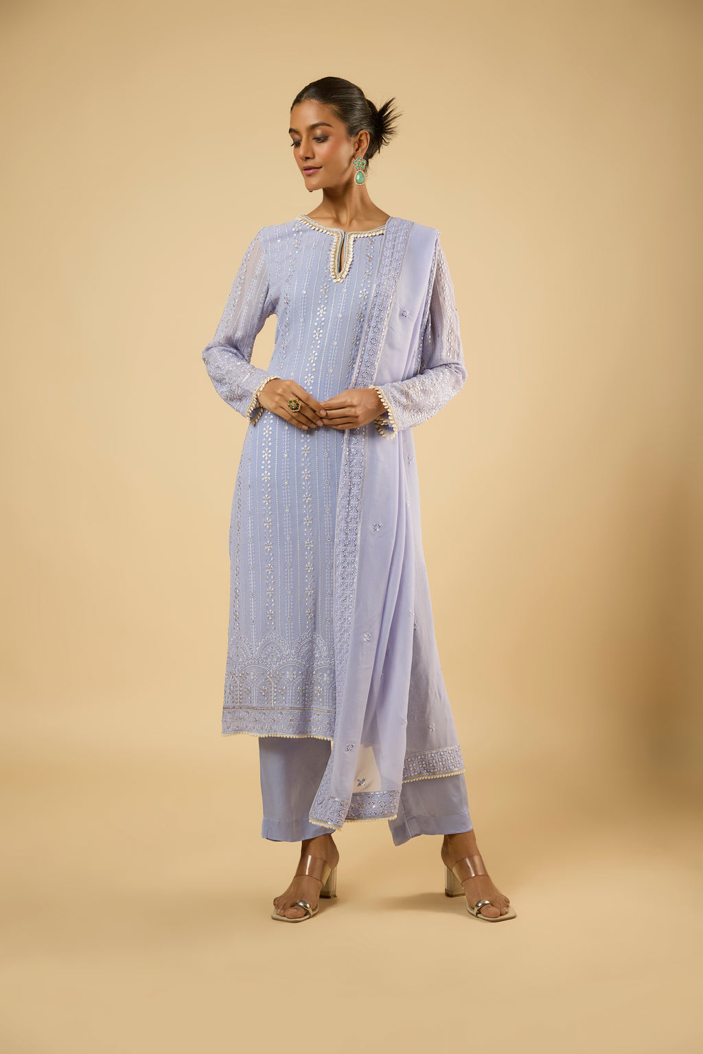 Amber Lavender Drape Kurta Set