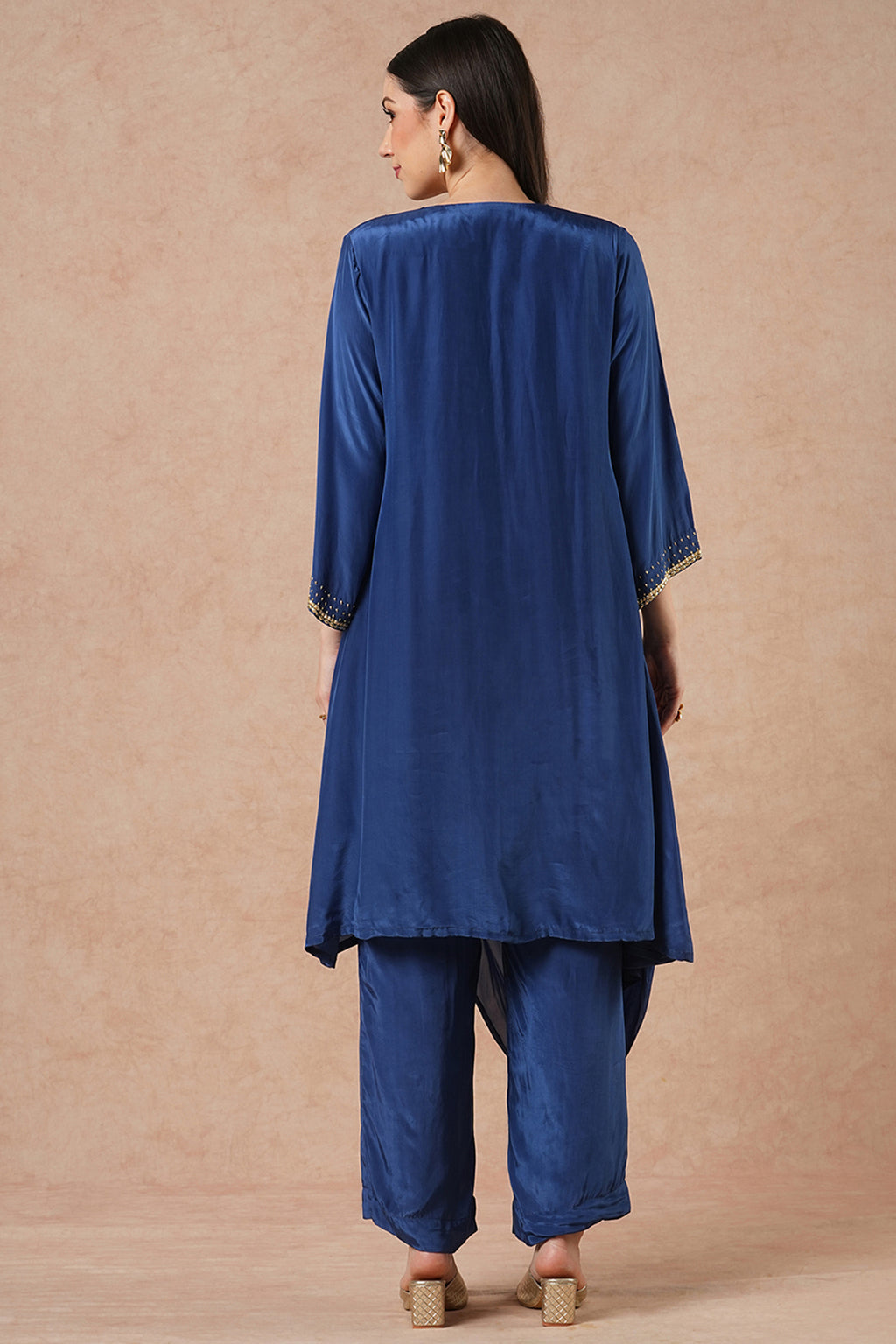Twilight Midnight Blue Solid Draped Kurta Set