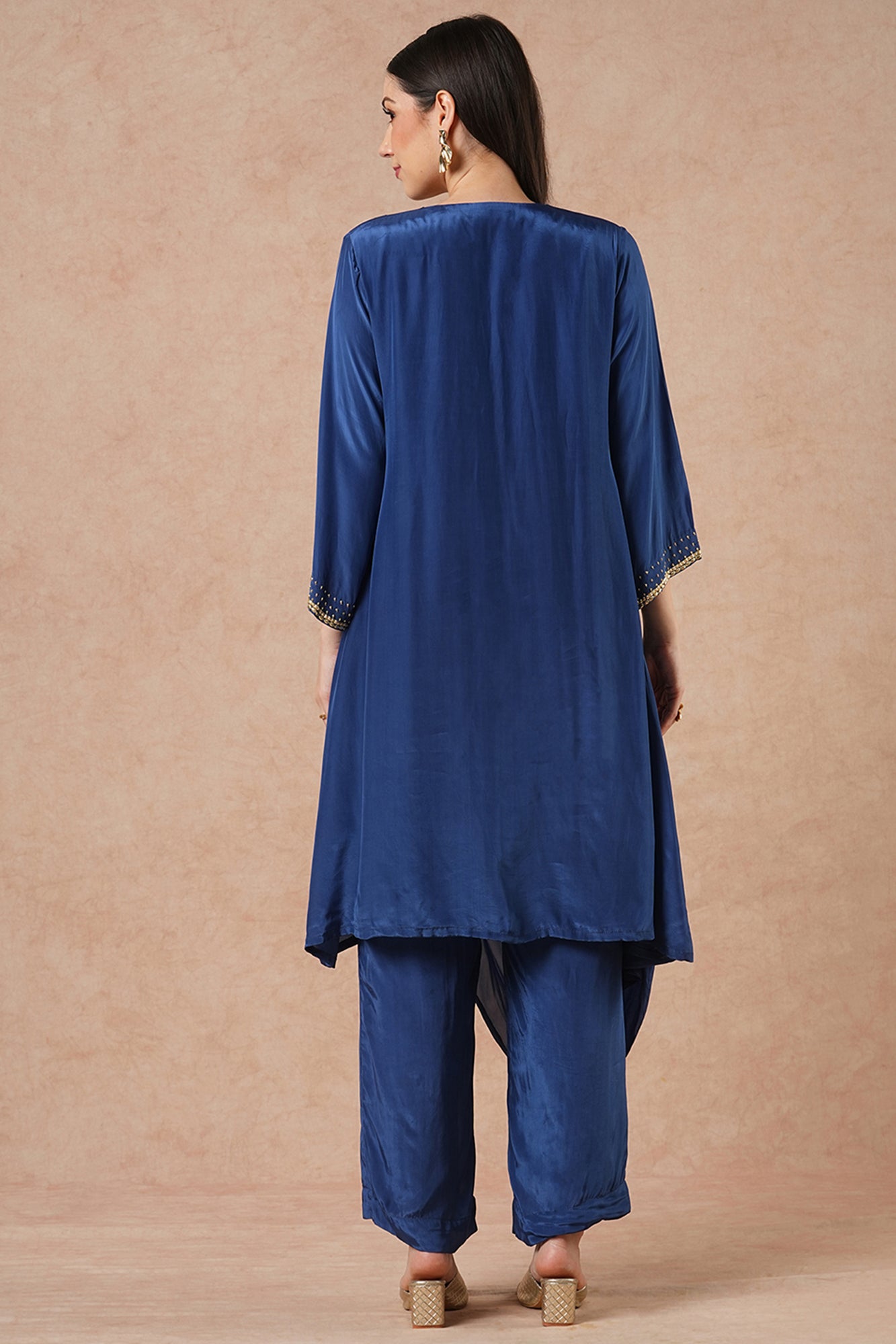 Twilight Midnight Blue Solid Draped Kurta Set