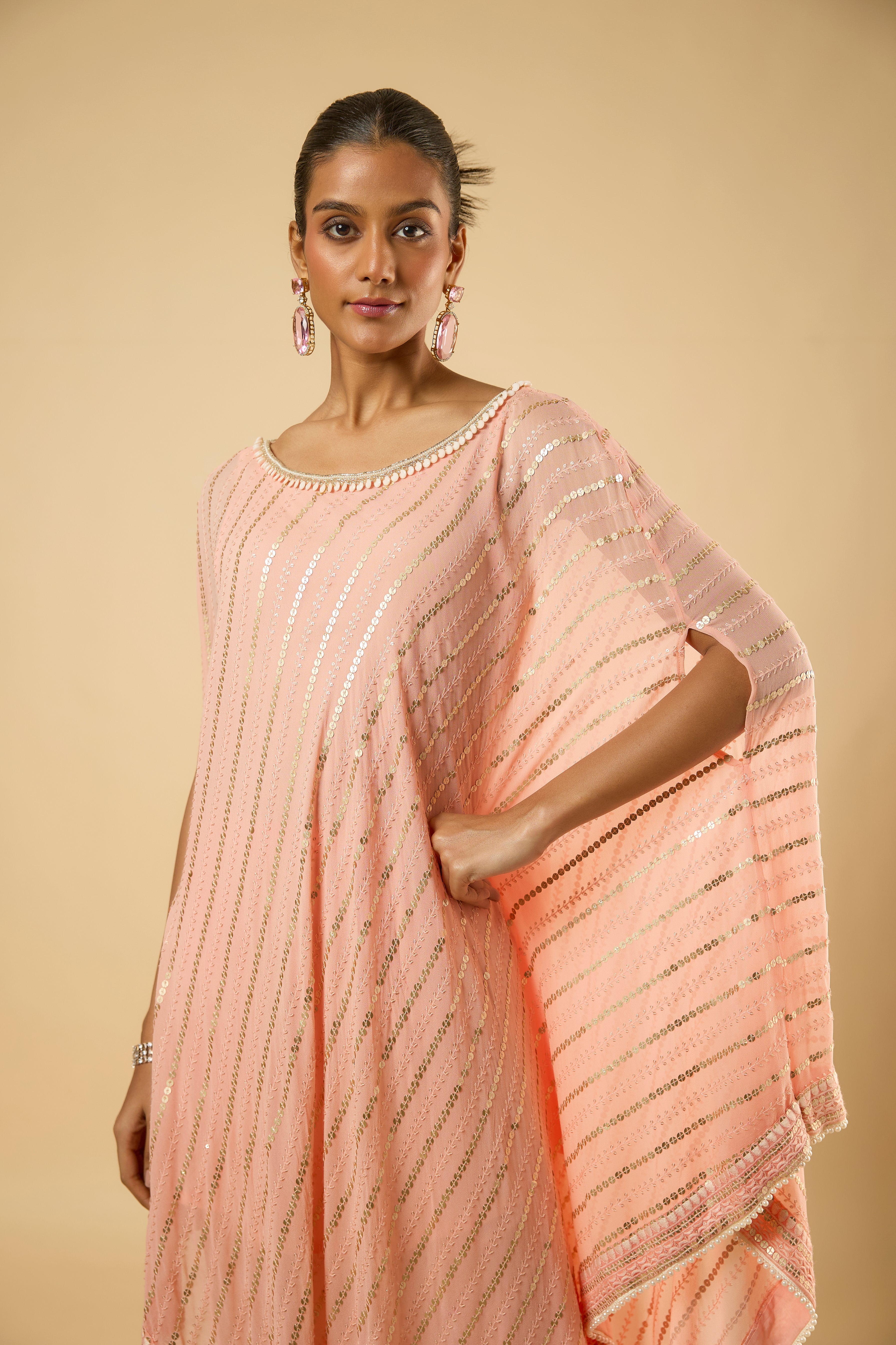 Tulip Peach Flow Kaftan Set