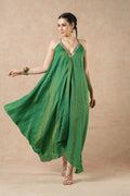 Birch Emerald Green Stripes Handkerchief Dress
