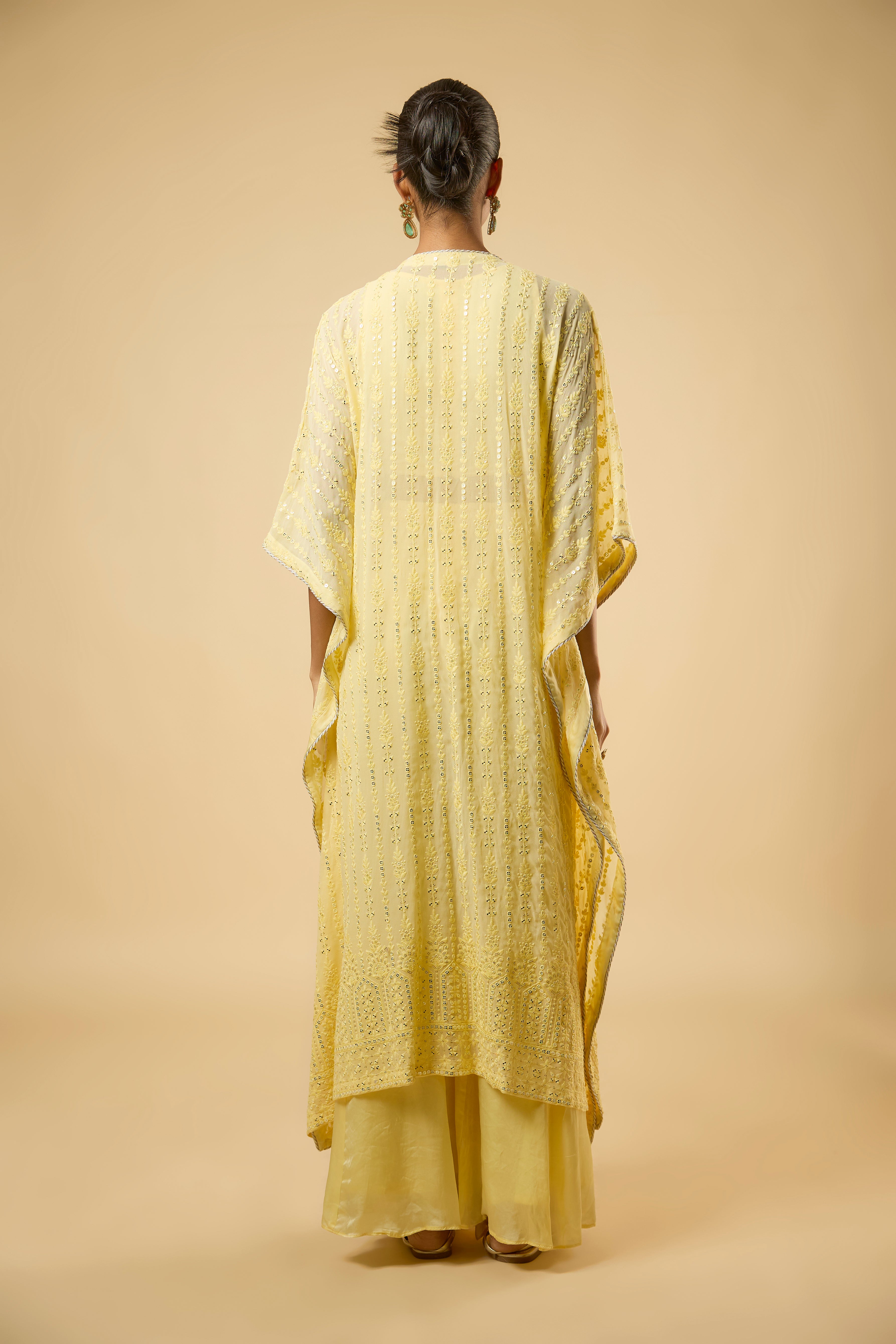 Aaira Butter Lemon Drape Cape Set