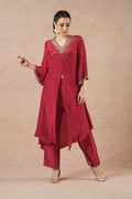 Ivy Ruby Red Solid Incut Kurta Set
