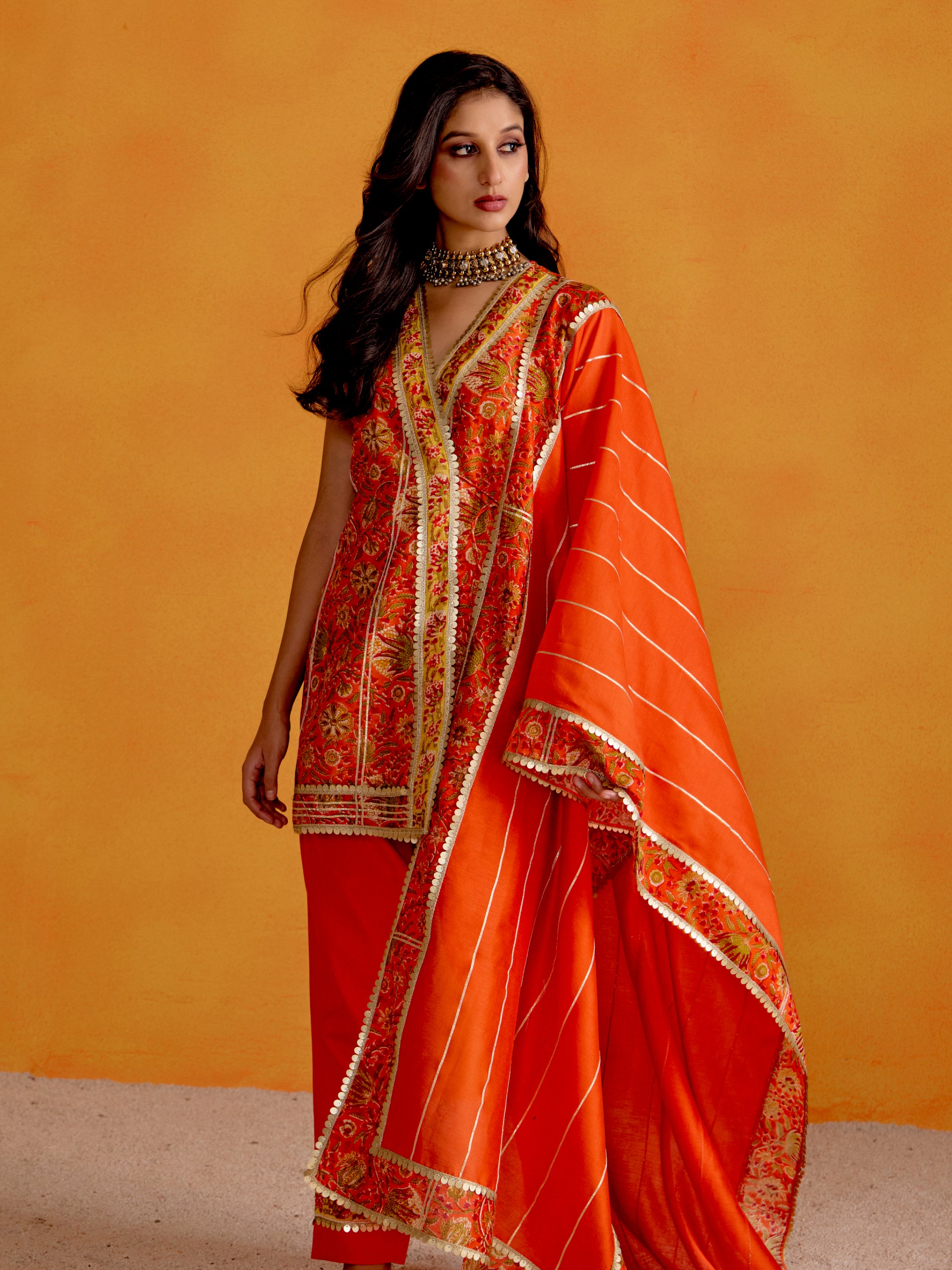 Amber Tangerine Kurta Set