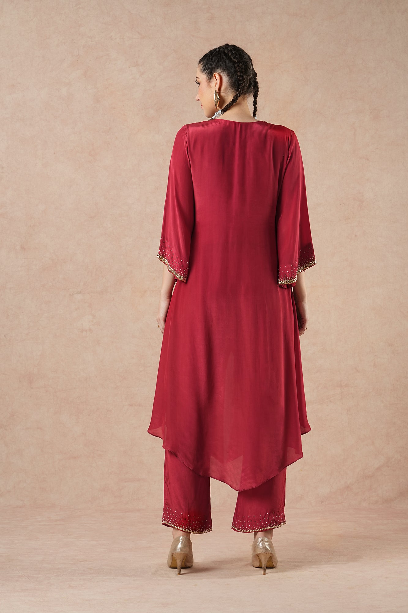 Ivy Ruby Red Solid Incut Kurta Set