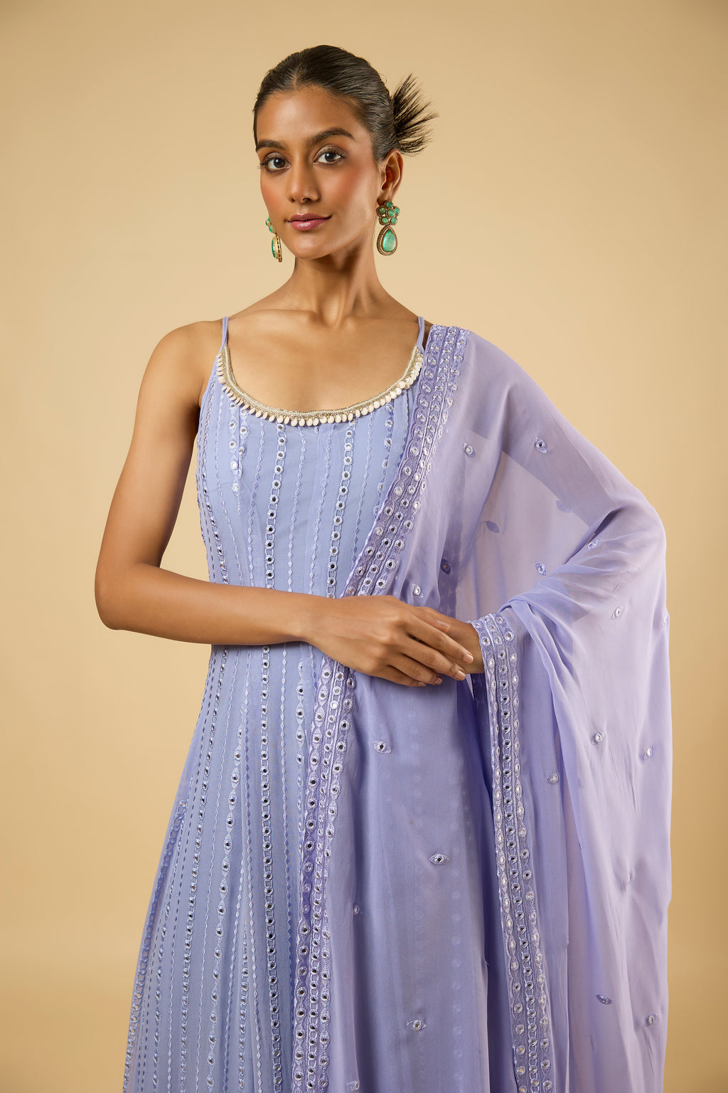 Celeste Lavender Mirror Anarkali Set