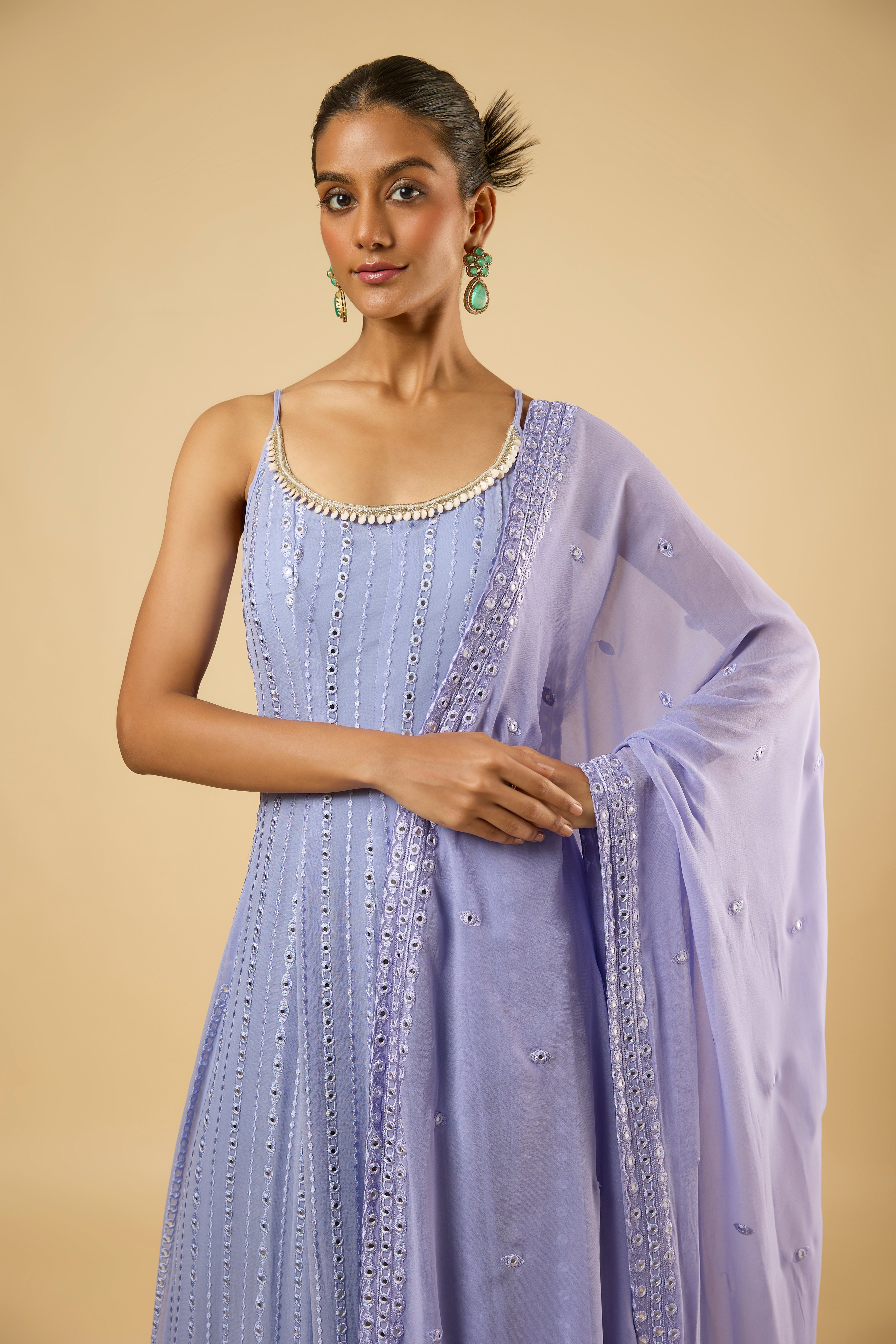 Celeste Lavender Mirror Anarkali Set