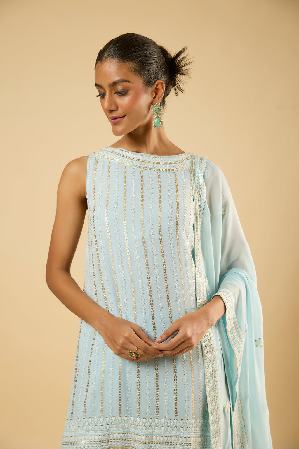 Lily Powder Blue Dhoti Set