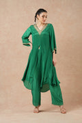 Ivy Emerald Green Solid Incut Kurta Set