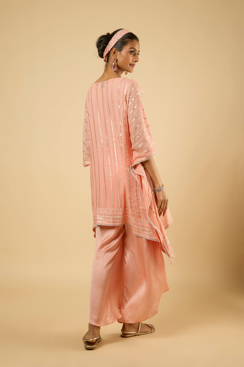 Dahlia Peach Peplum Dhoti Set