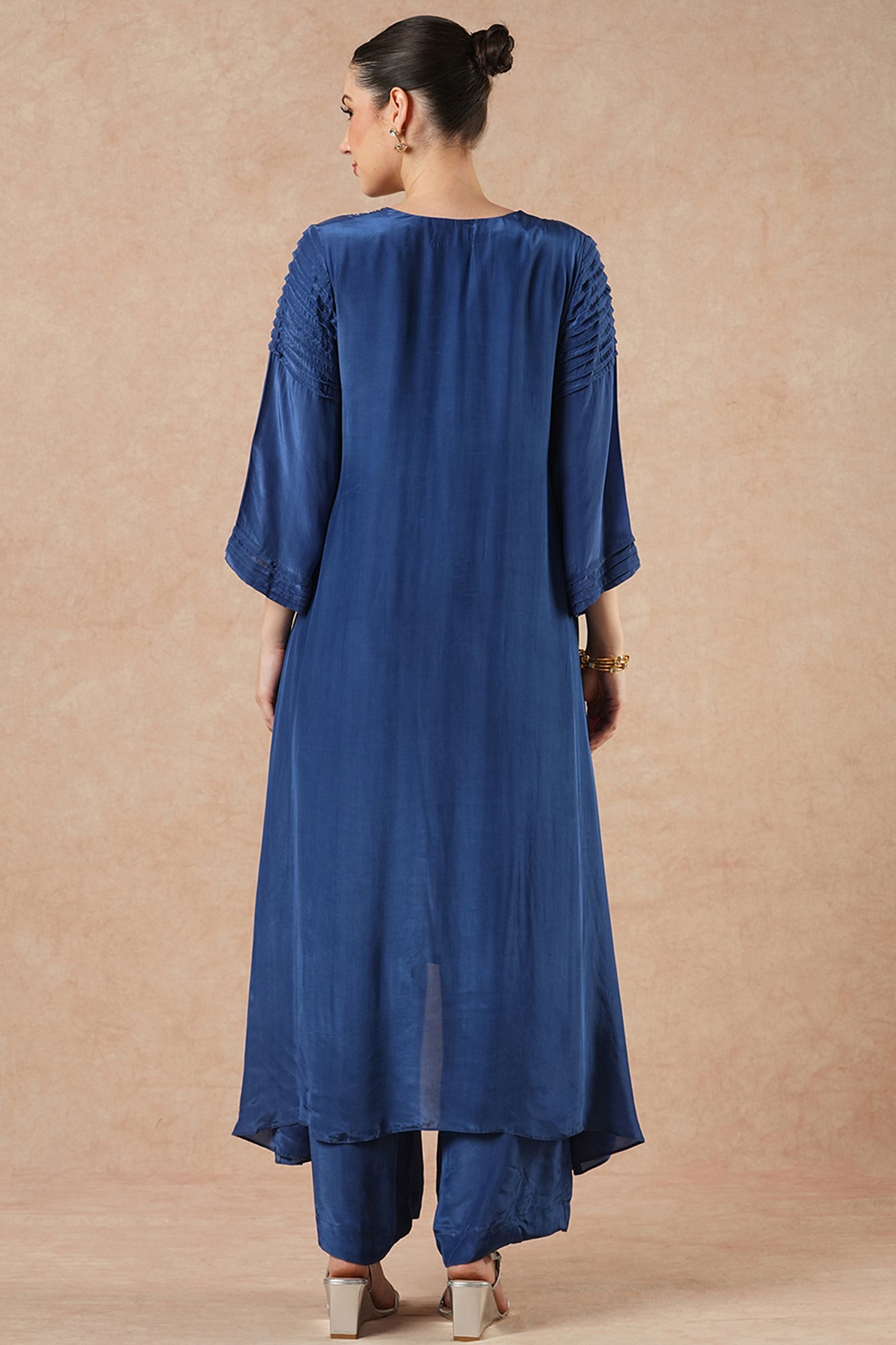 Wisp Sapphire Blue Solid Asymetric Kurta Set