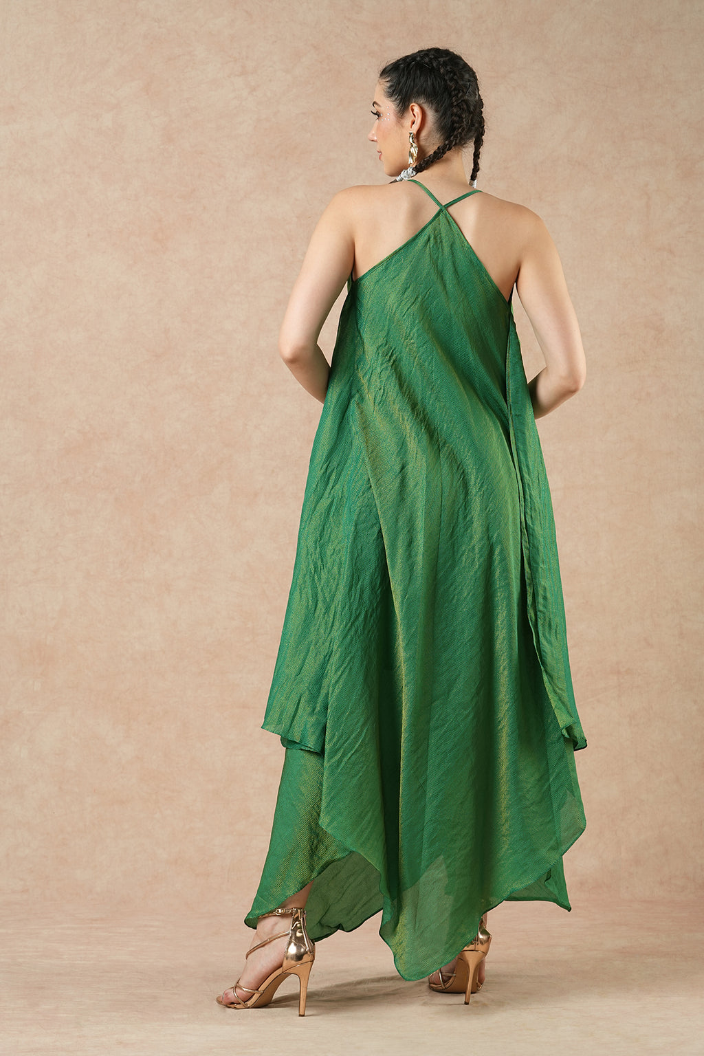 Birch Emerald Green Stripes Handkerchief Dress