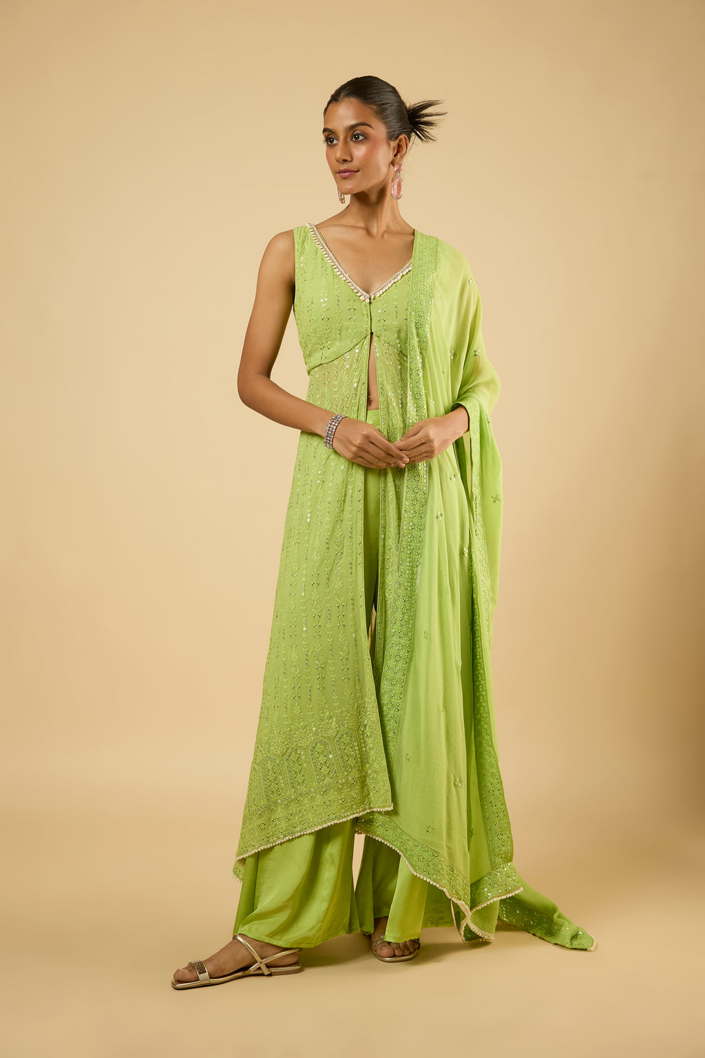 Pesca Jade Layered Sharara Set