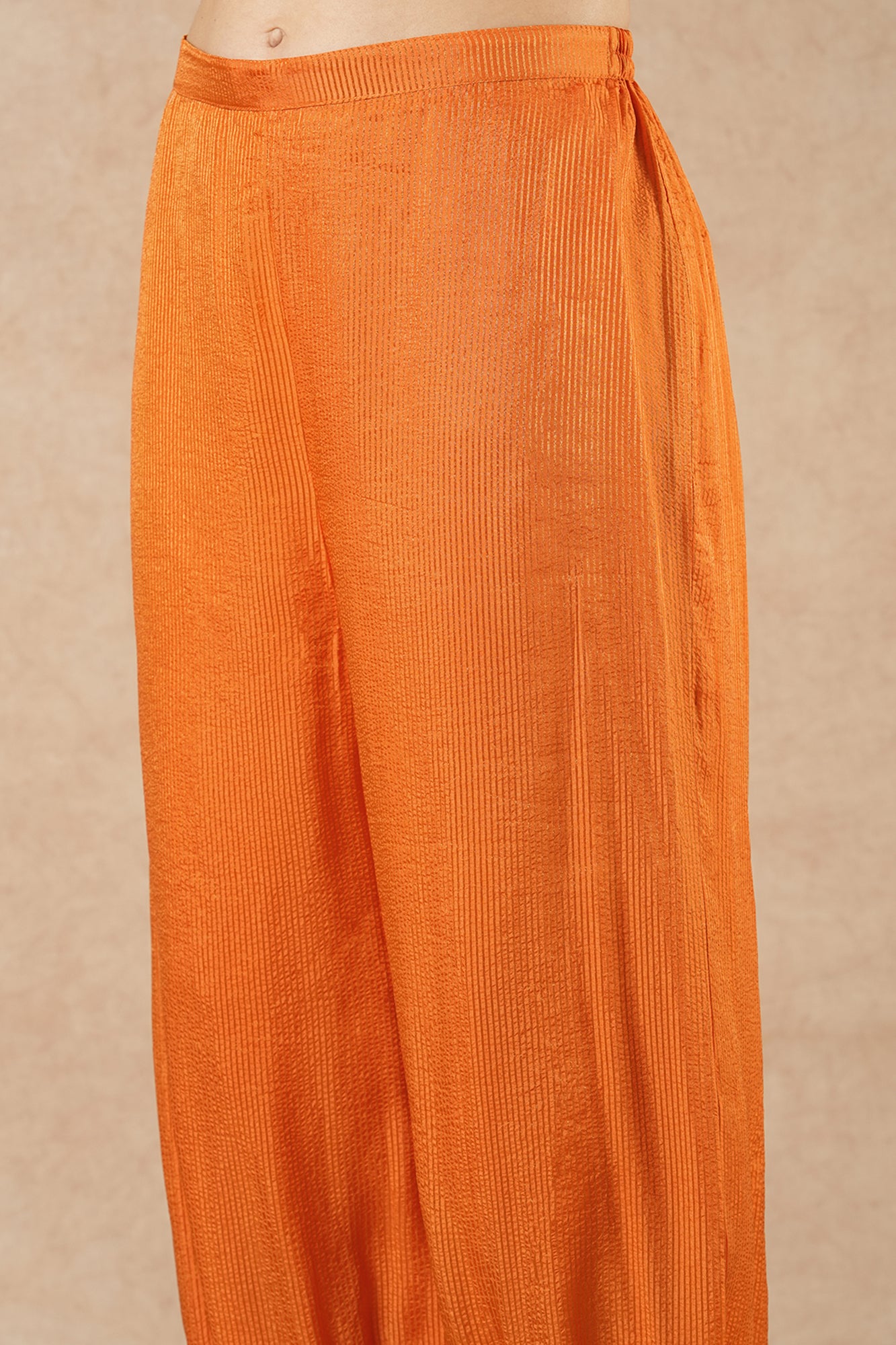 Pine Tangerine Orange Stripes Short Kurta Set