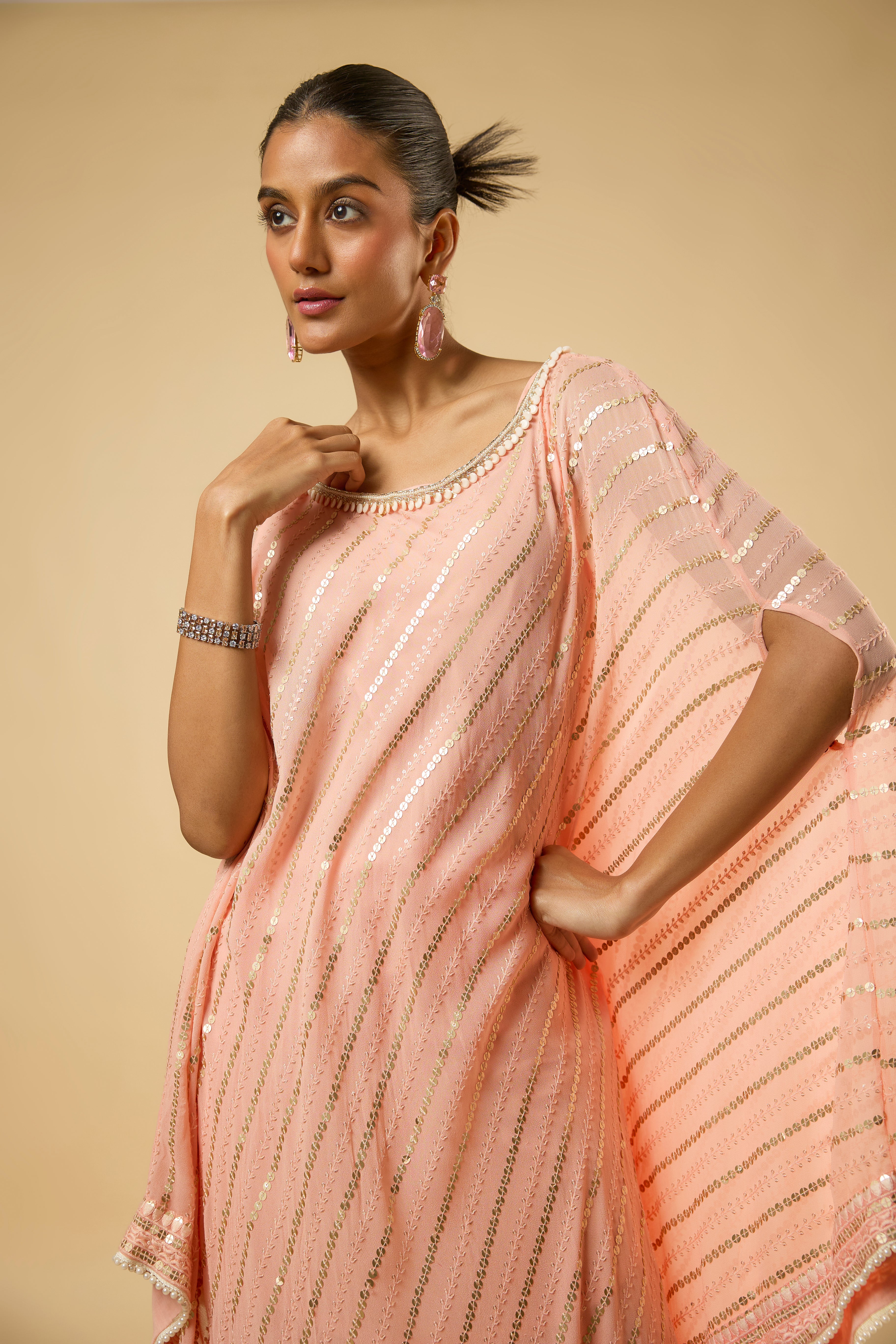 Tulip Peach Flow Kaftan Set