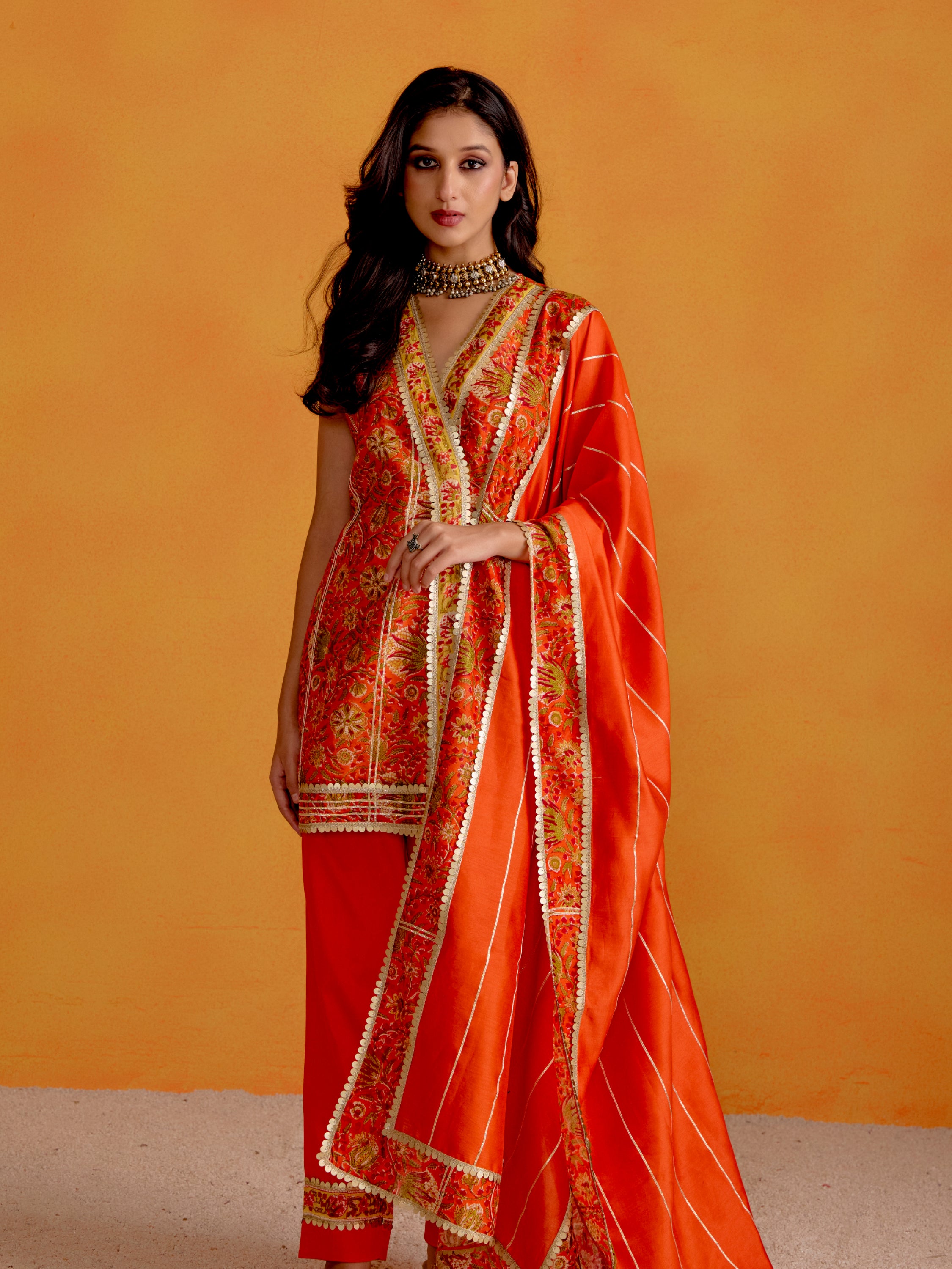 Amber Tangerine Kurta Set