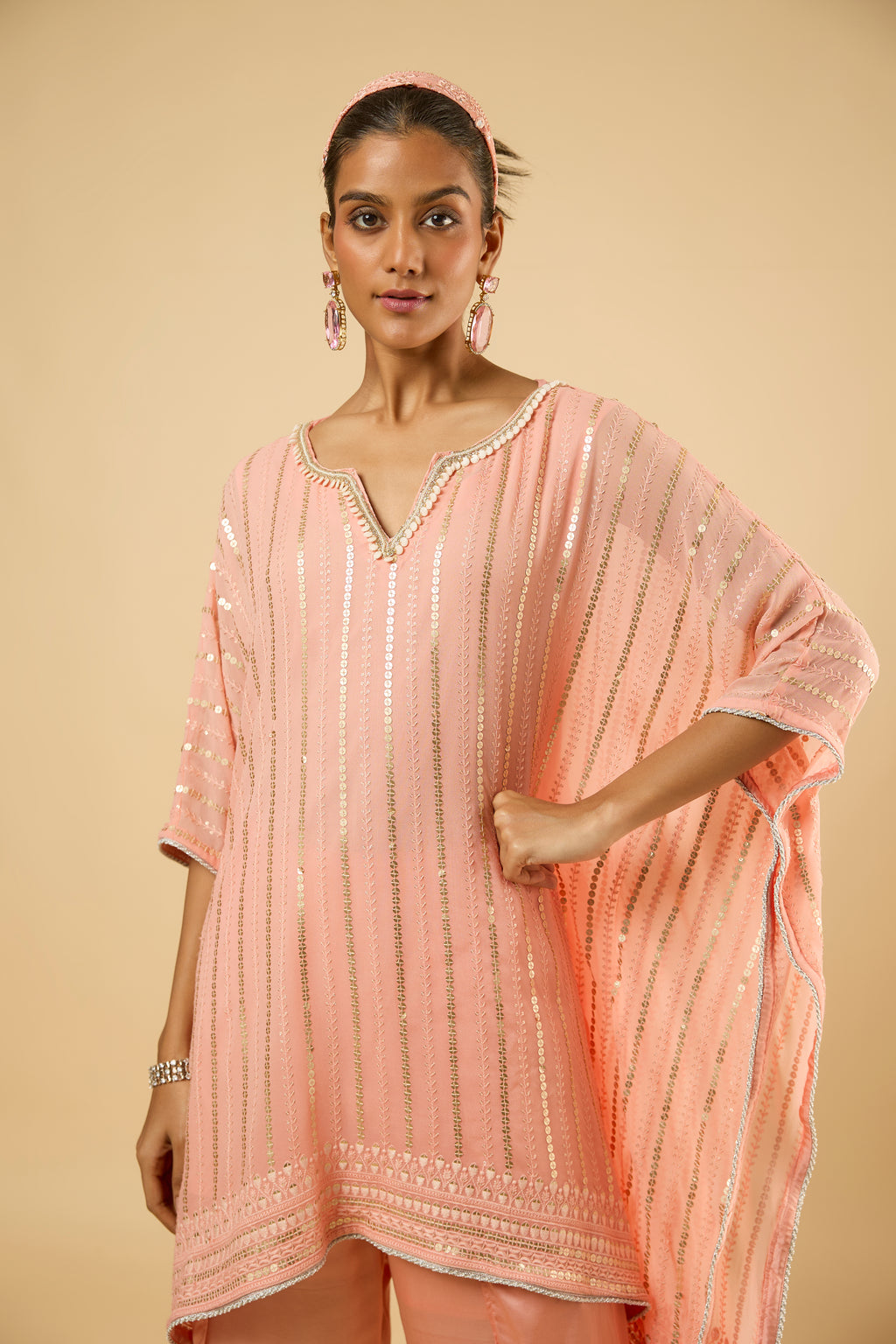 Dahlia Peach Peplum Dhoti Set