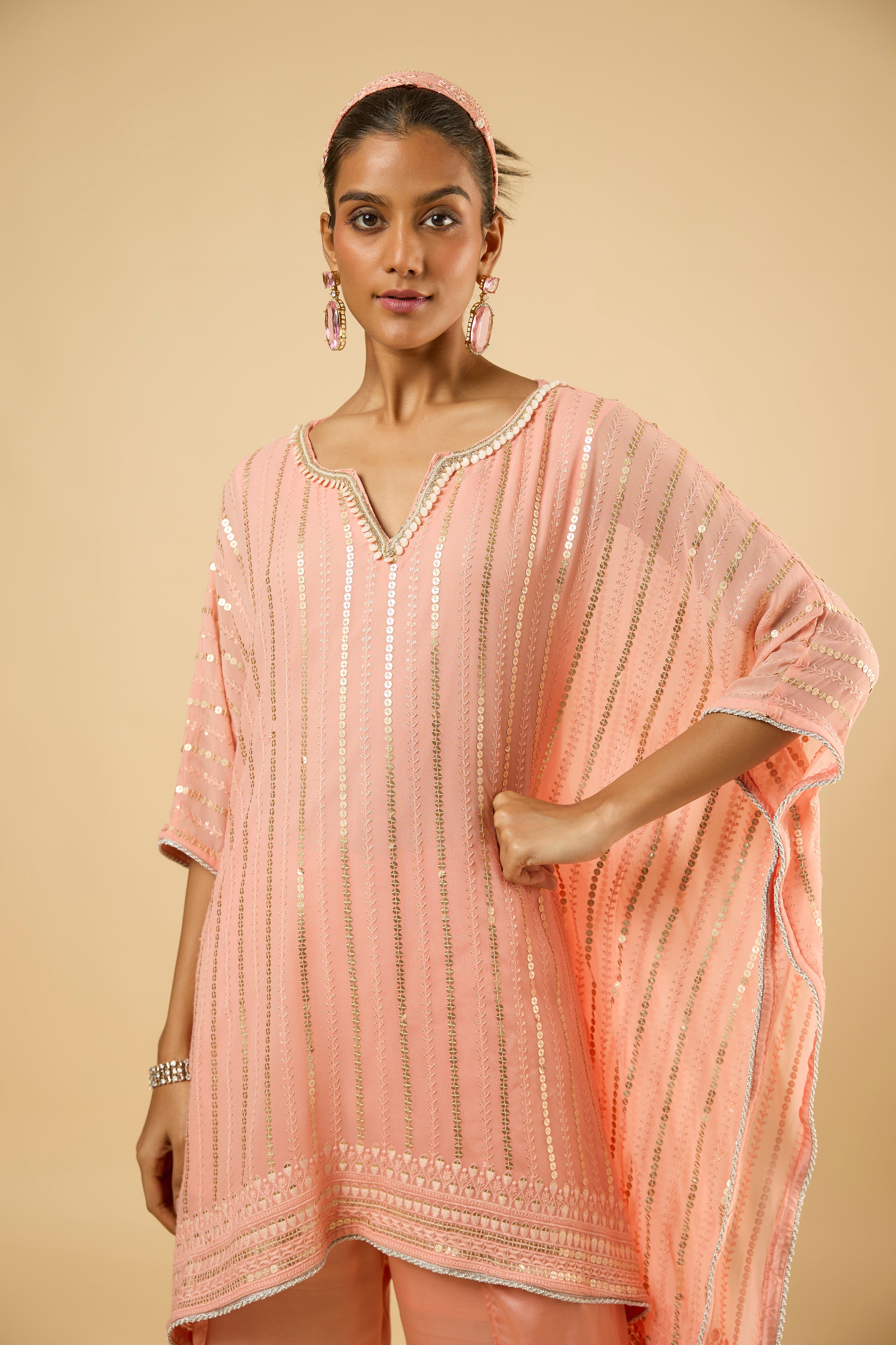 Dahlia Peach Peplum Dhoti Set