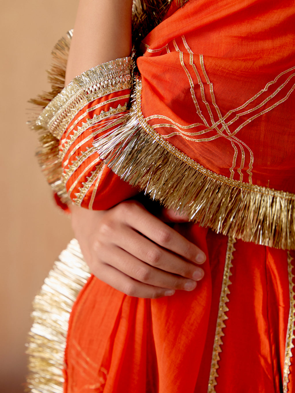 Aura Tangerine Anarkali Set