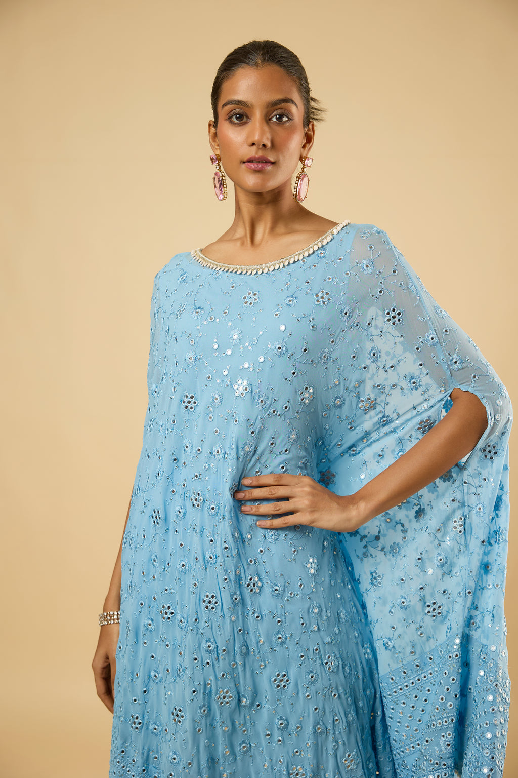 Tulip Aqua Mirror Kaftan Set
