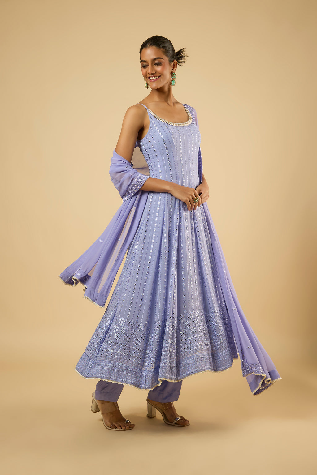Celeste Lavender Mirror Anarkali Set